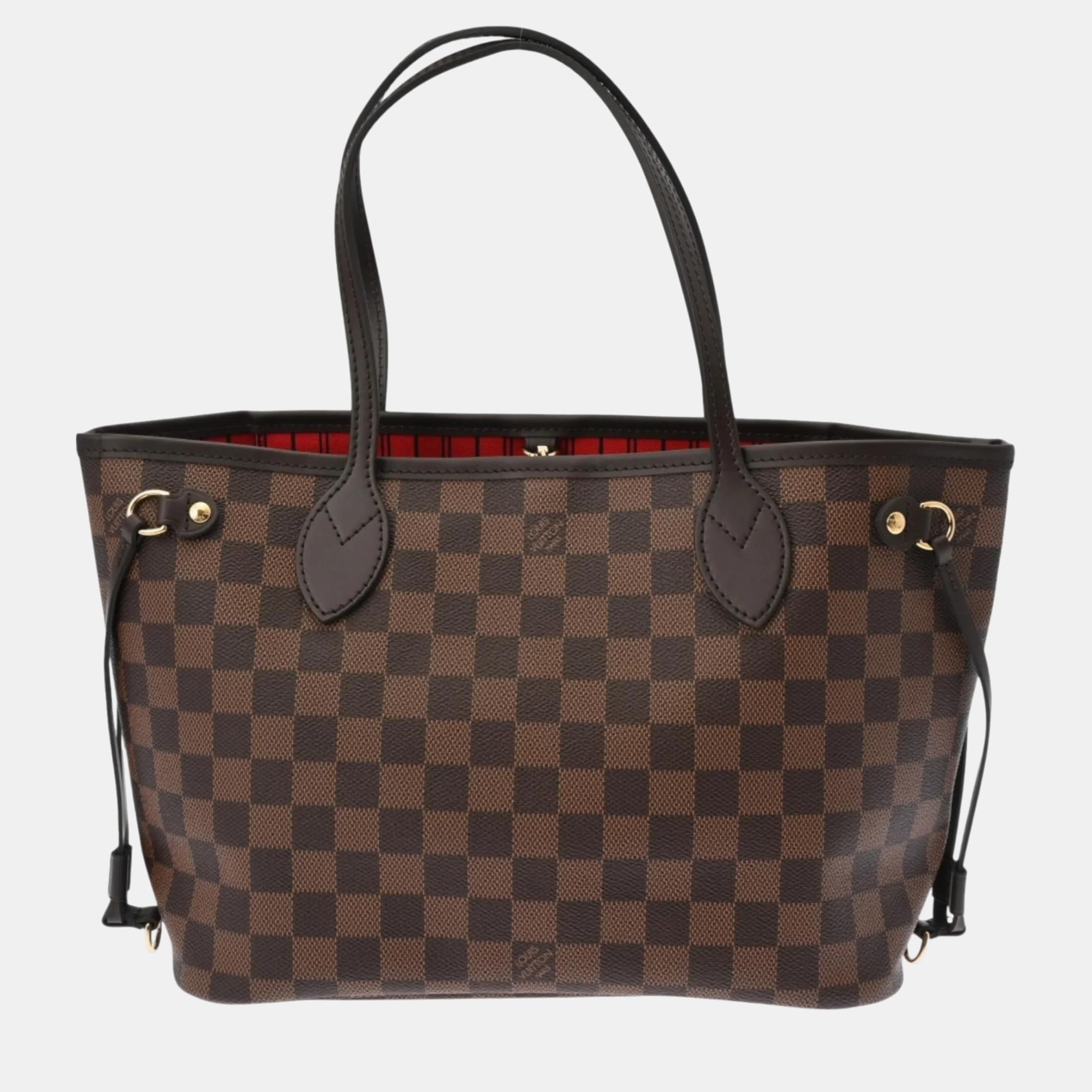 Louis Vuitton Damier Neverfull Pm Brown Canvas Handbag