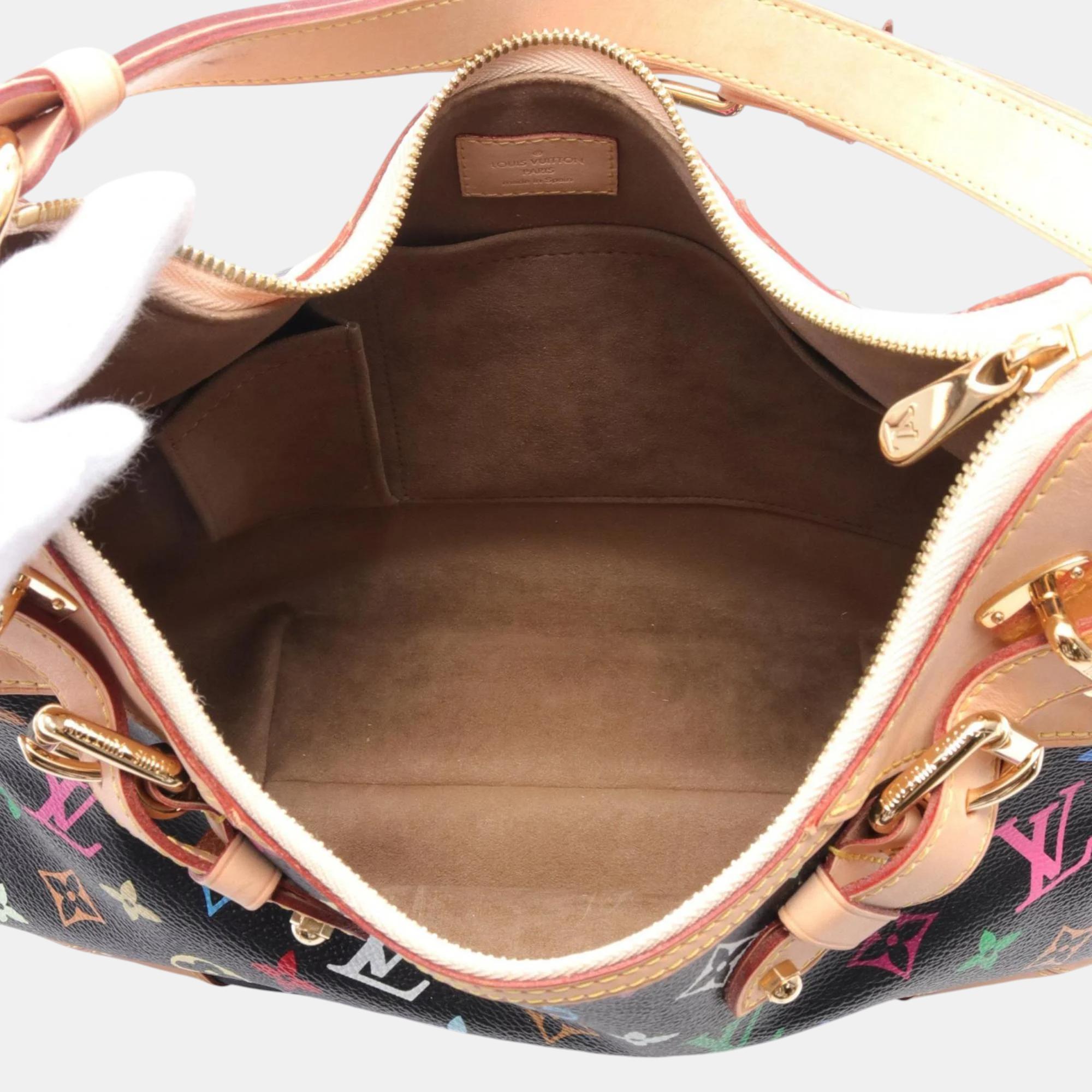 Louis Vuitton Coated Canvas Leather Black Greta Monogram Multicolor Noir Shoulder Bag