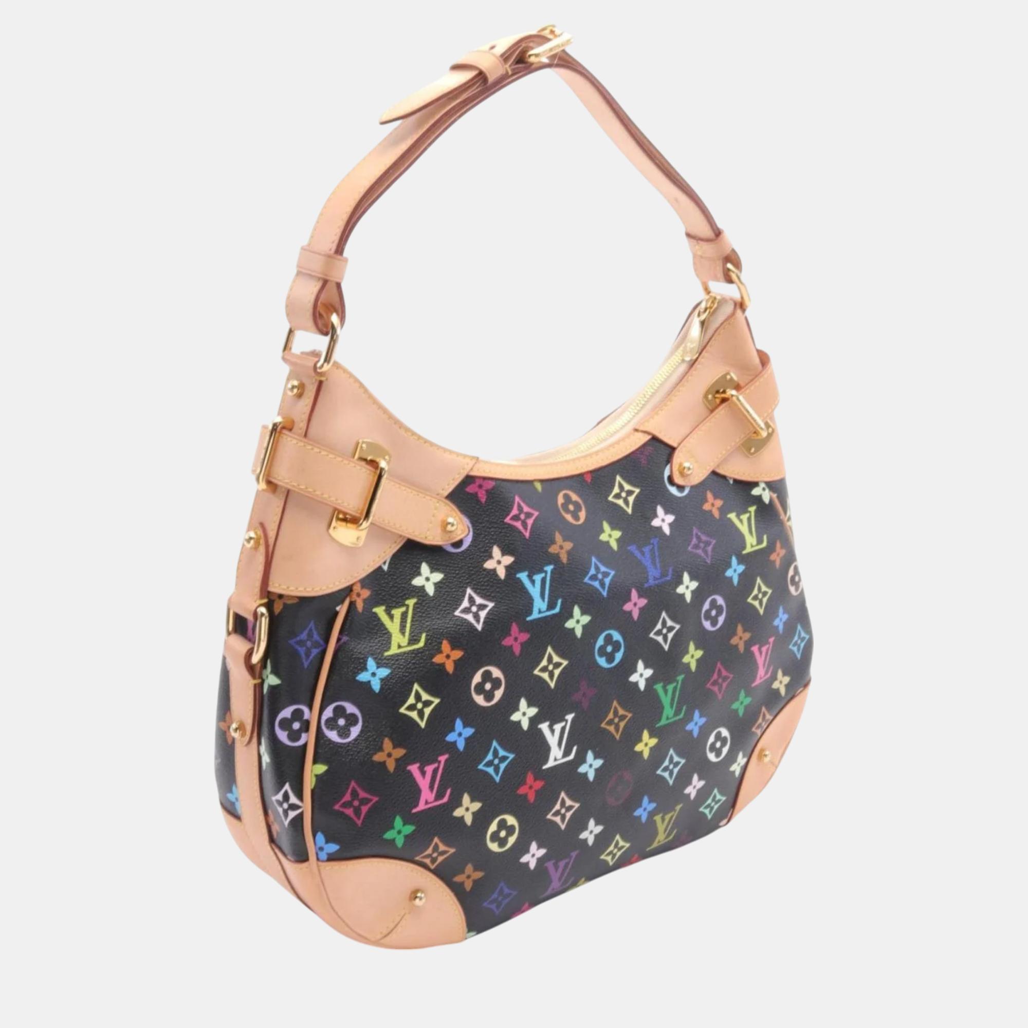 Louis Vuitton Coated Canvas Leather Black Greta Monogram Multicolor Noir Shoulder Bag