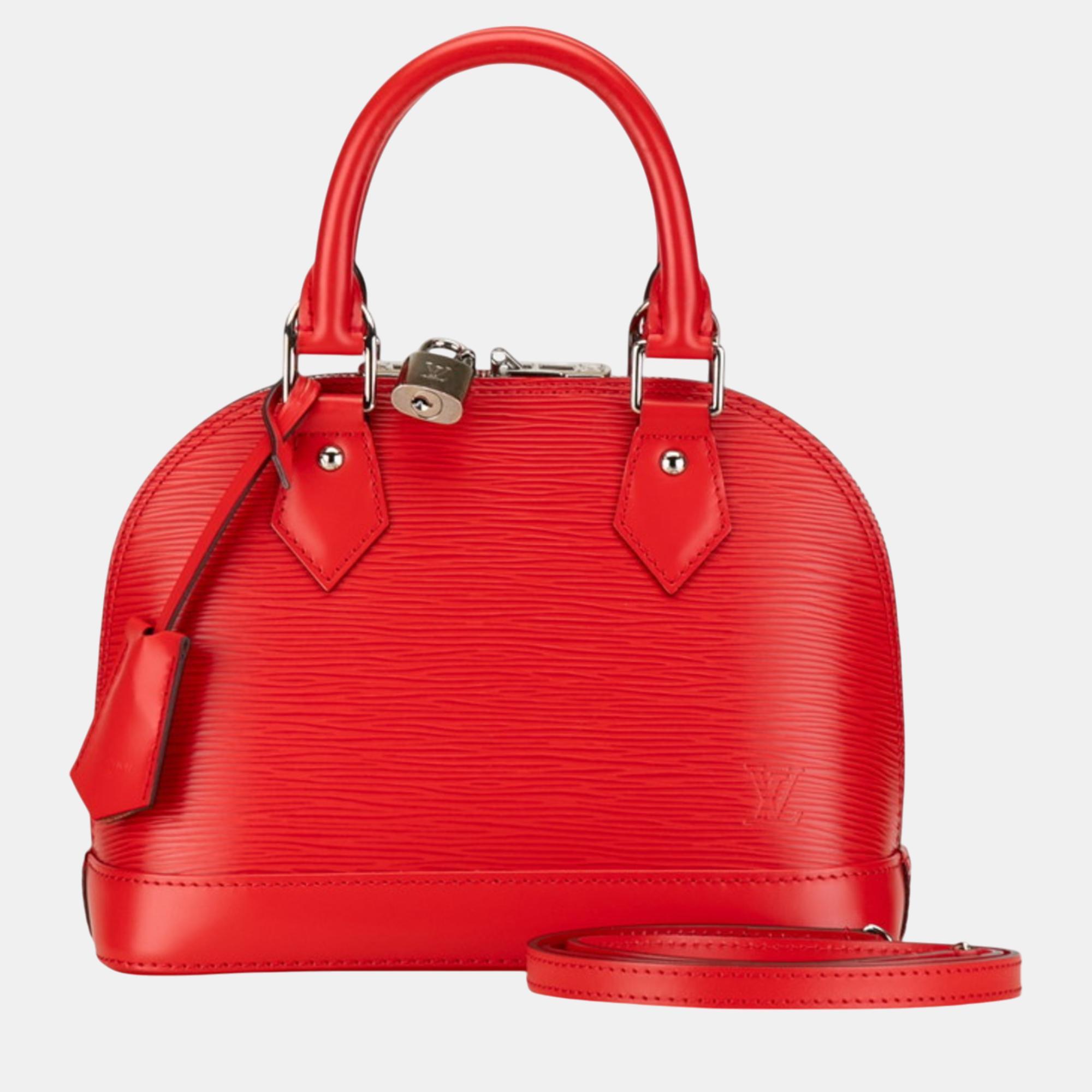 Louis Vuitton Coquelicot Red Leather Epi Alma BB Handbag