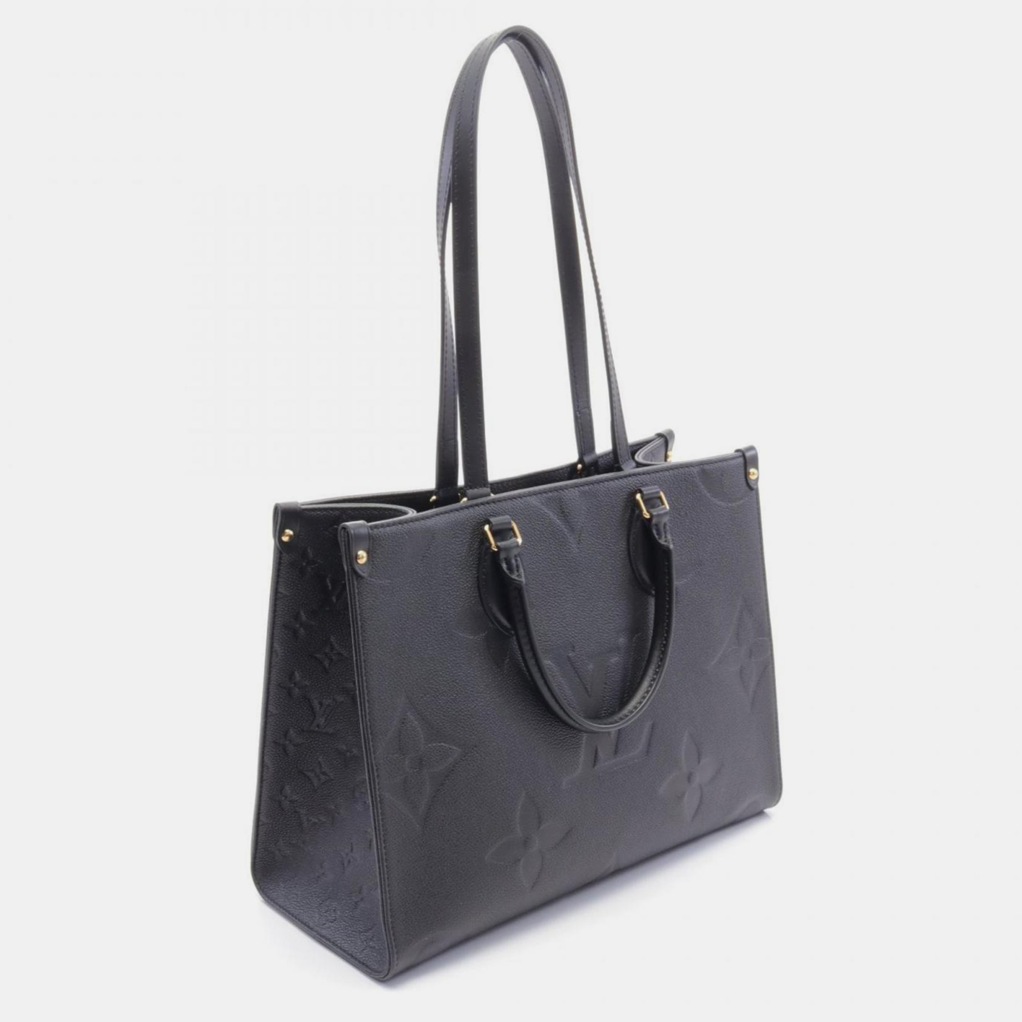 Louis Vuitton Black Leather On The Go MM Monogram Empreinte Noir Tote Bag