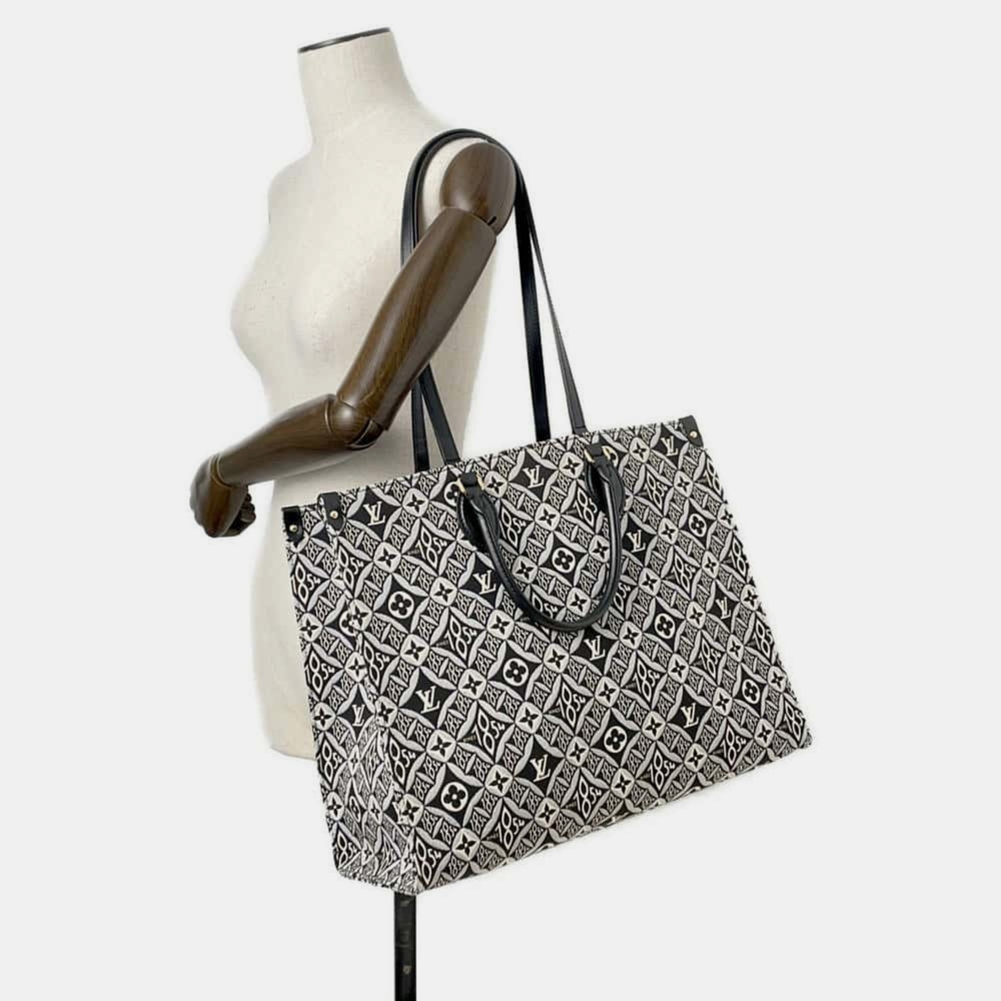 Louis Vuitton Black Monogram Jacquard On The Go GM Tote Bag