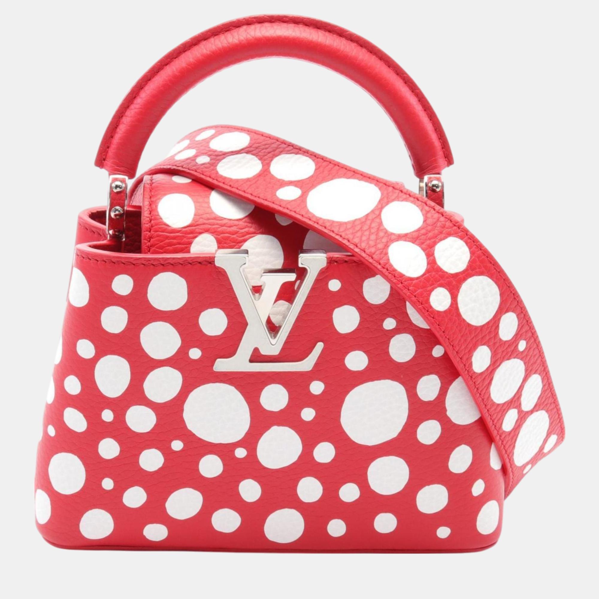 Louis Vuitton Red White Taurillon Leather Capucines Mini Infinity Dot Handbag