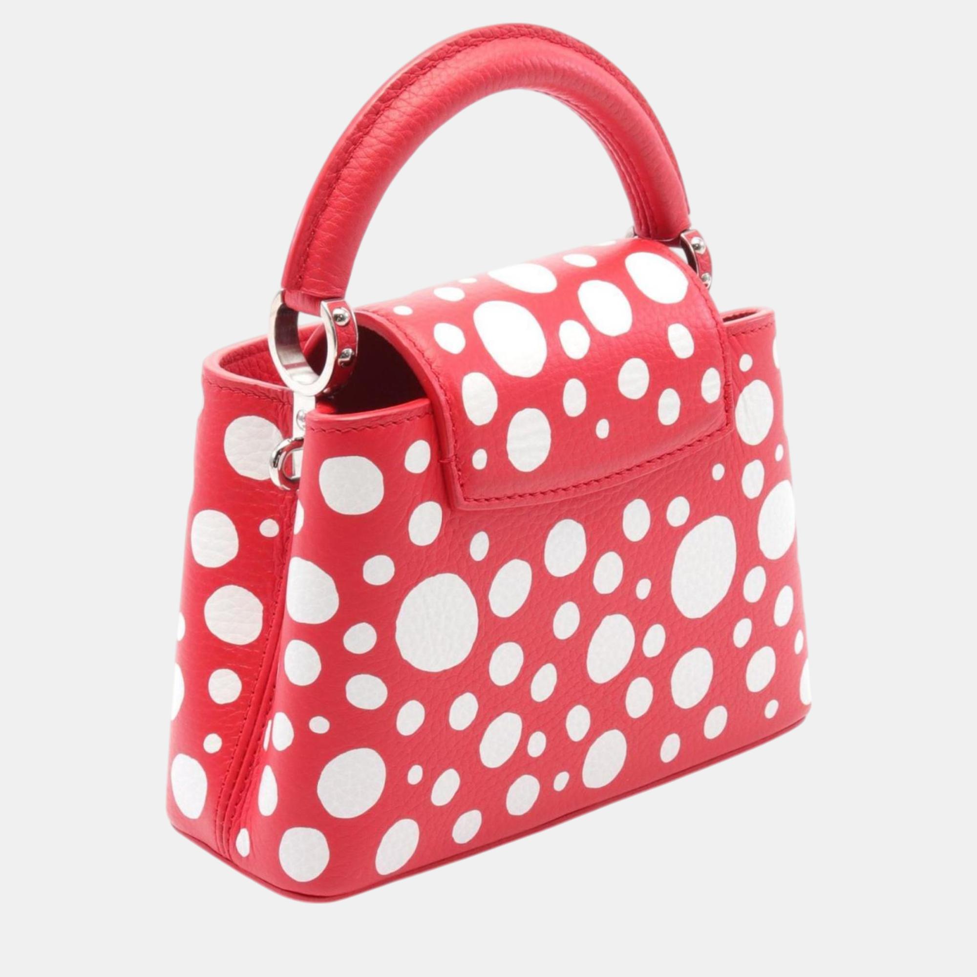 Louis Vuitton Red White Taurillon Leather Capucines Mini Infinity Dot Handbag