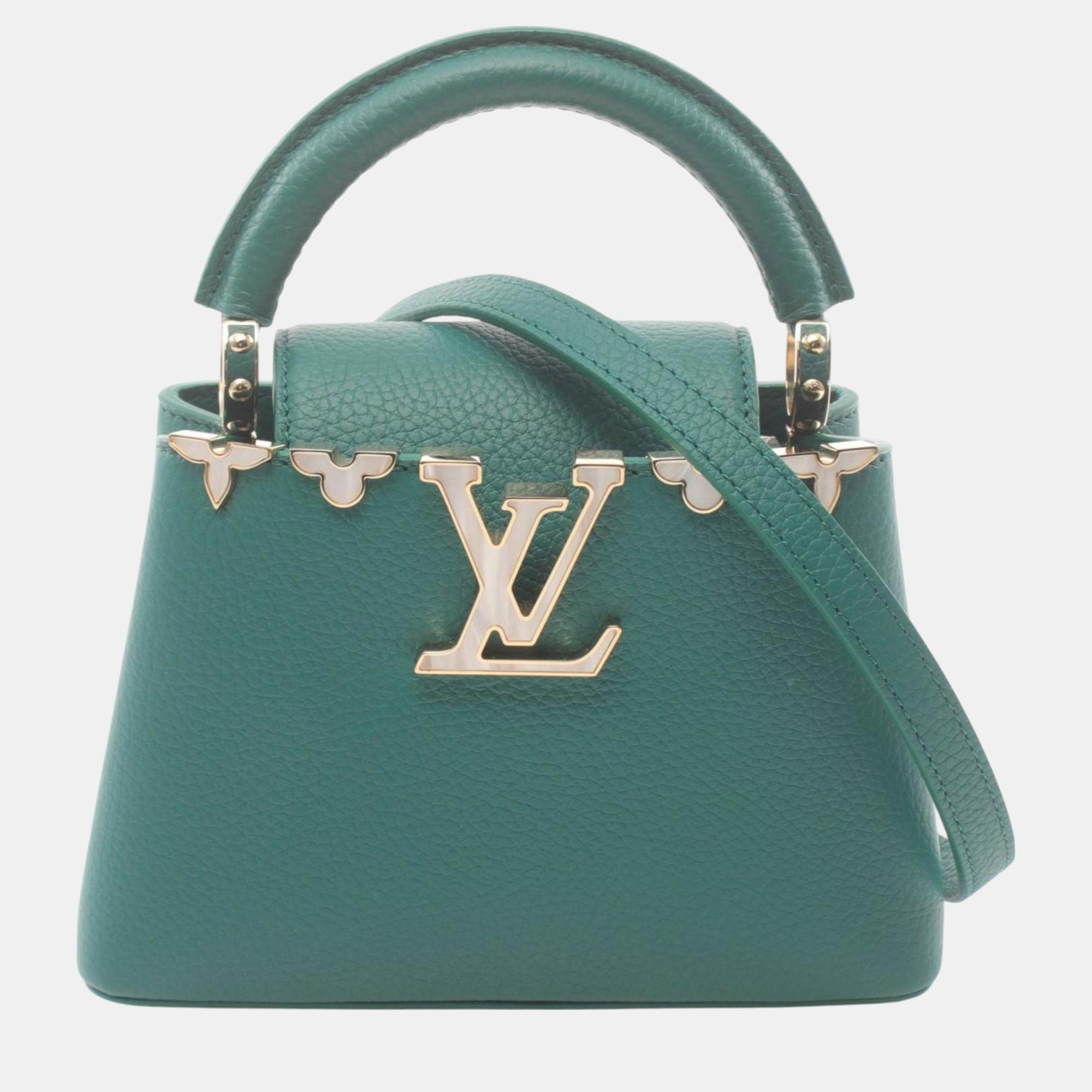 Louis Vuitton Green Taurillon Leather Capucines Mini Handbag