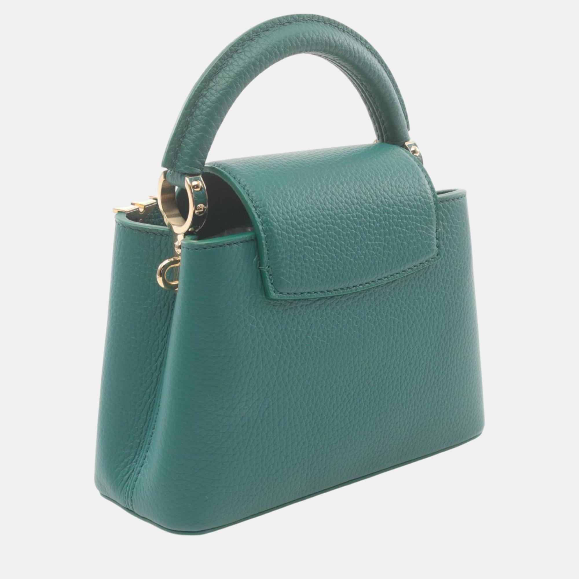 Louis Vuitton Green Taurillon Leather Capucines Mini Handbag