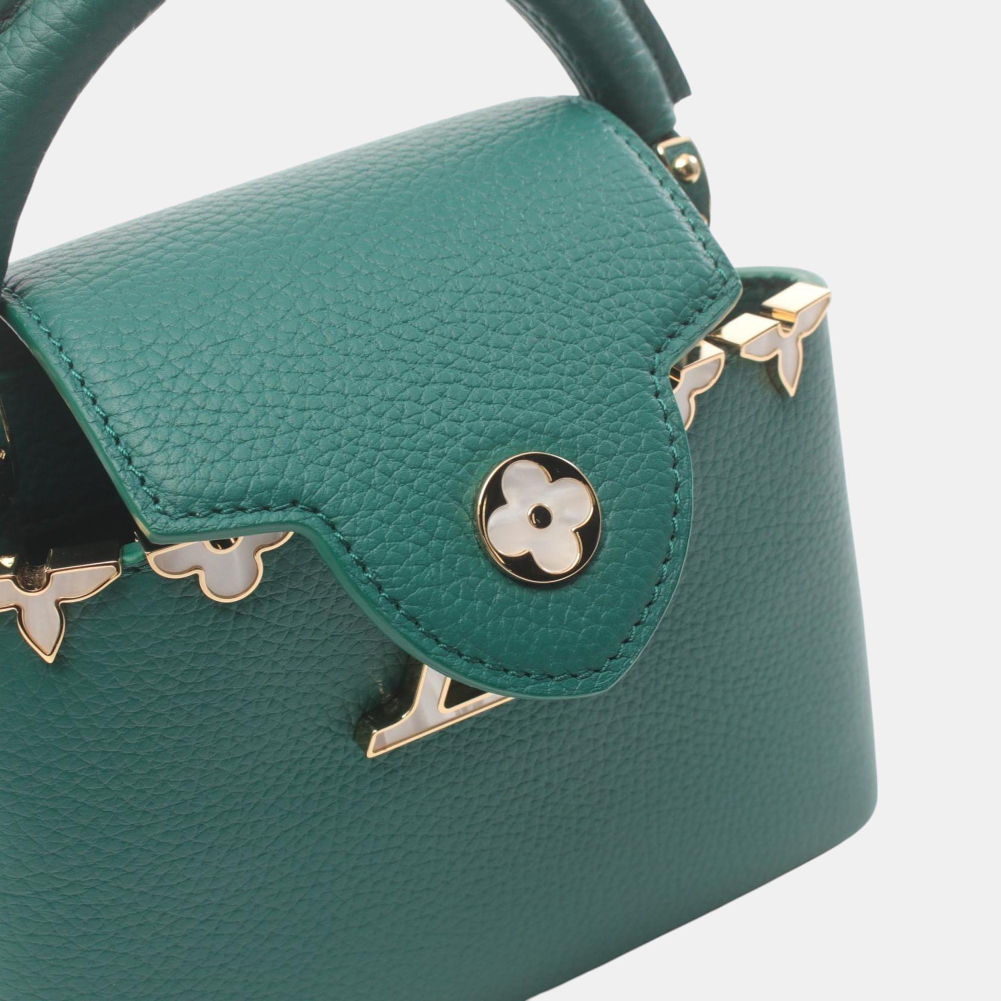 Louis Vuitton Green Taurillon Leather Capucines Mini Handbag