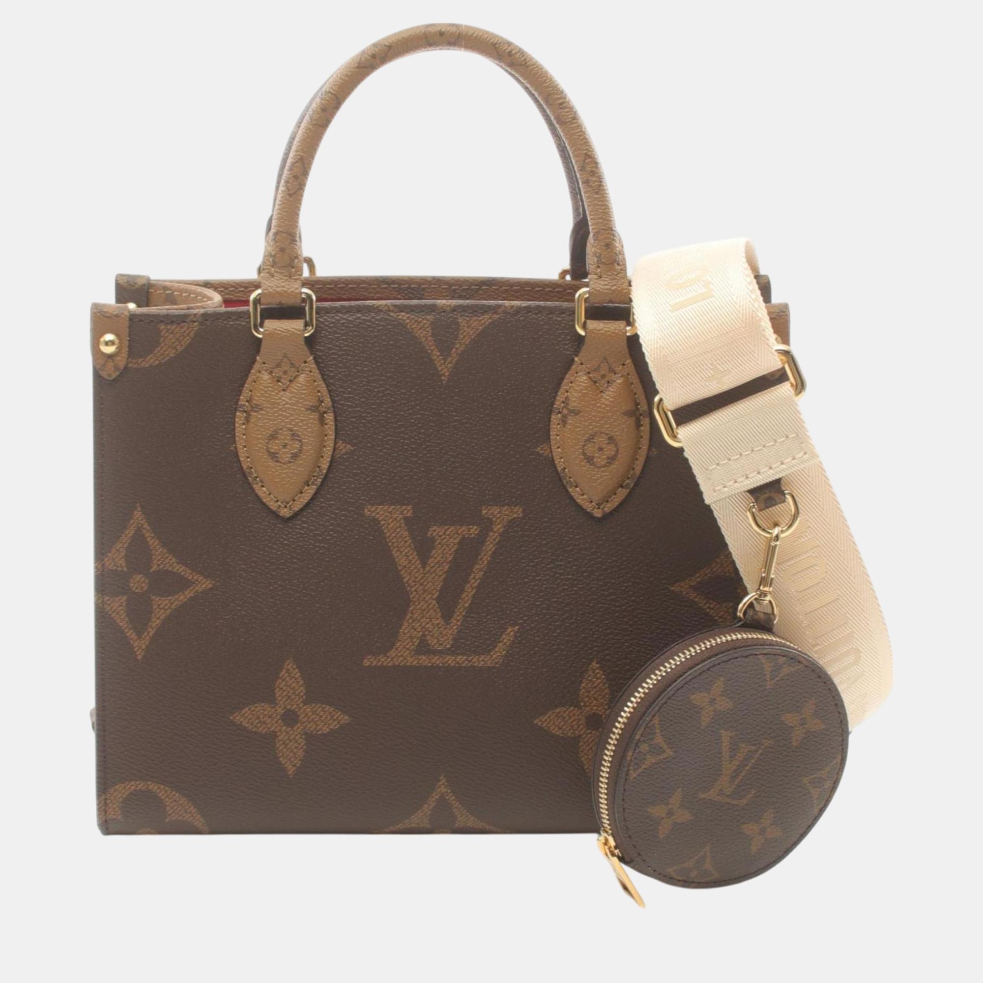 Louis Vuitton Brown Beige Coated Canvas On The Go Pm Monogram Reverse Handbag
Louis Vuitton Brown Beige Coated Canvas On The Go Pm Monogram Reverse Handbag