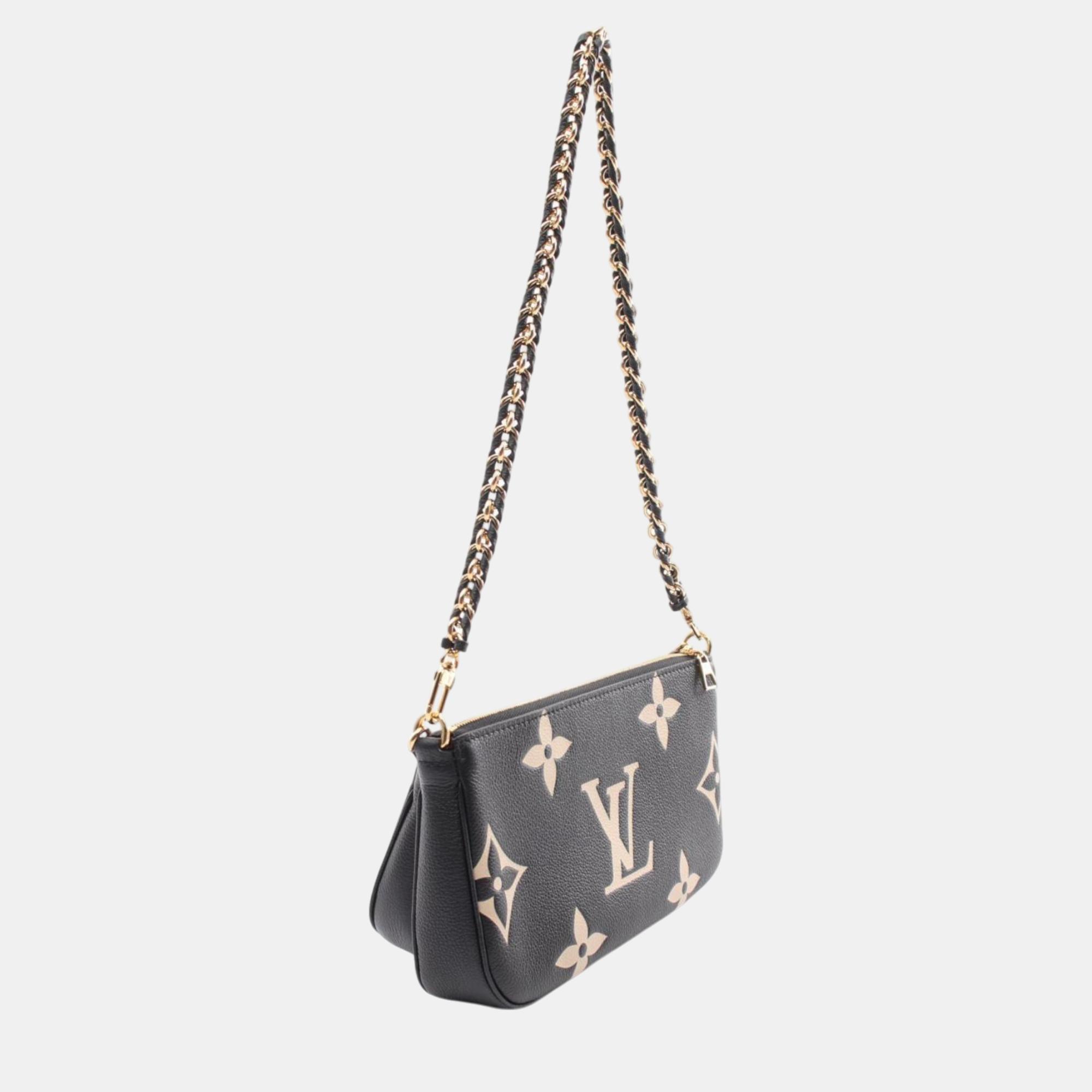 Louis Vuitton Black Beige Leather Multi Pochette Accessoires Bicolor Monogram Empreinte Shoulder Bag