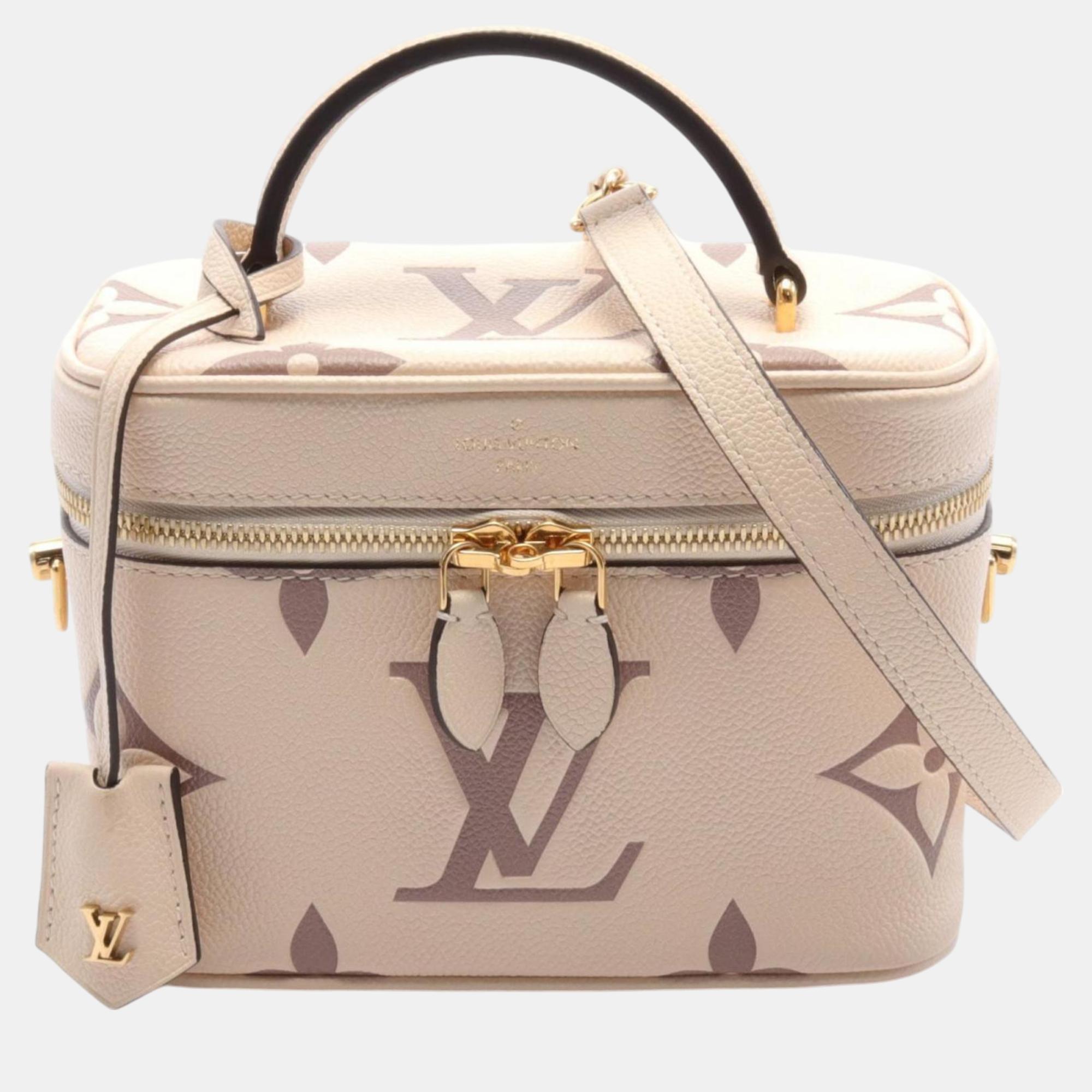 Louis Vuitton Beige Brown Coated Canvas Leather Monogram Empreinte Vanity Pm Bicolor Handbag