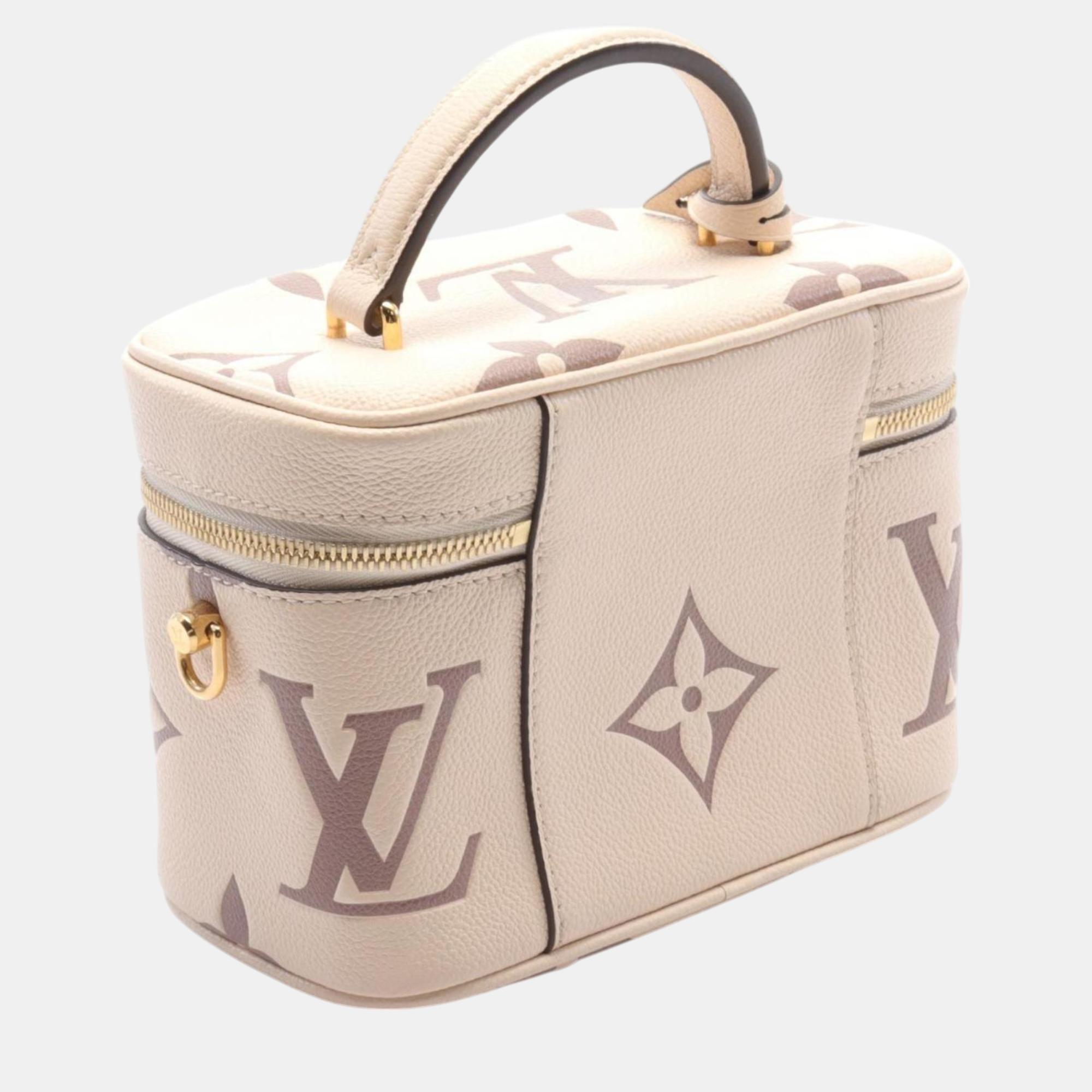 Louis Vuitton Beige Brown Coated Canvas Leather Monogram Empreinte Vanity Pm Bicolor Handbag