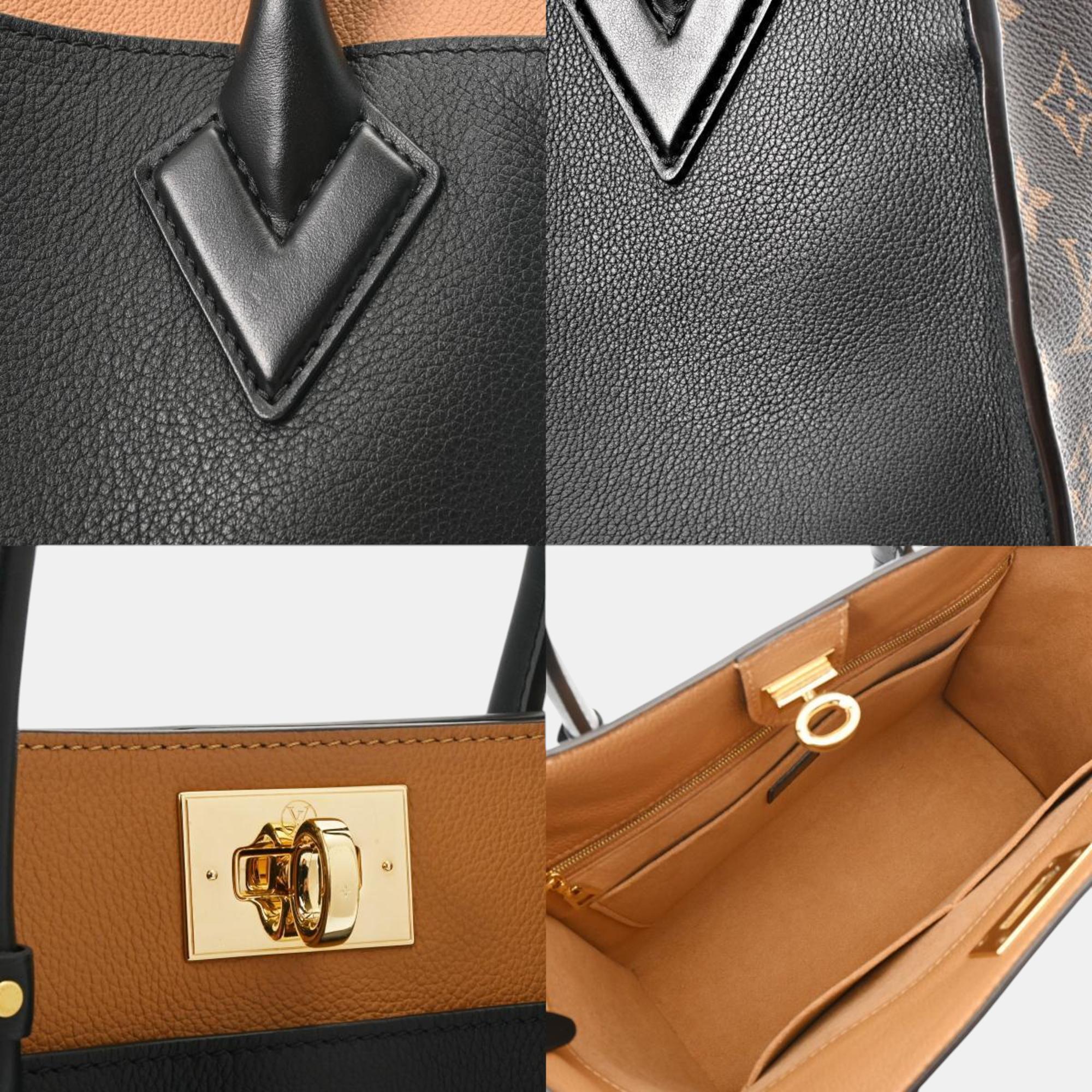 Louis Vuitton Noir Leather Monogram On My Side Mm Bag