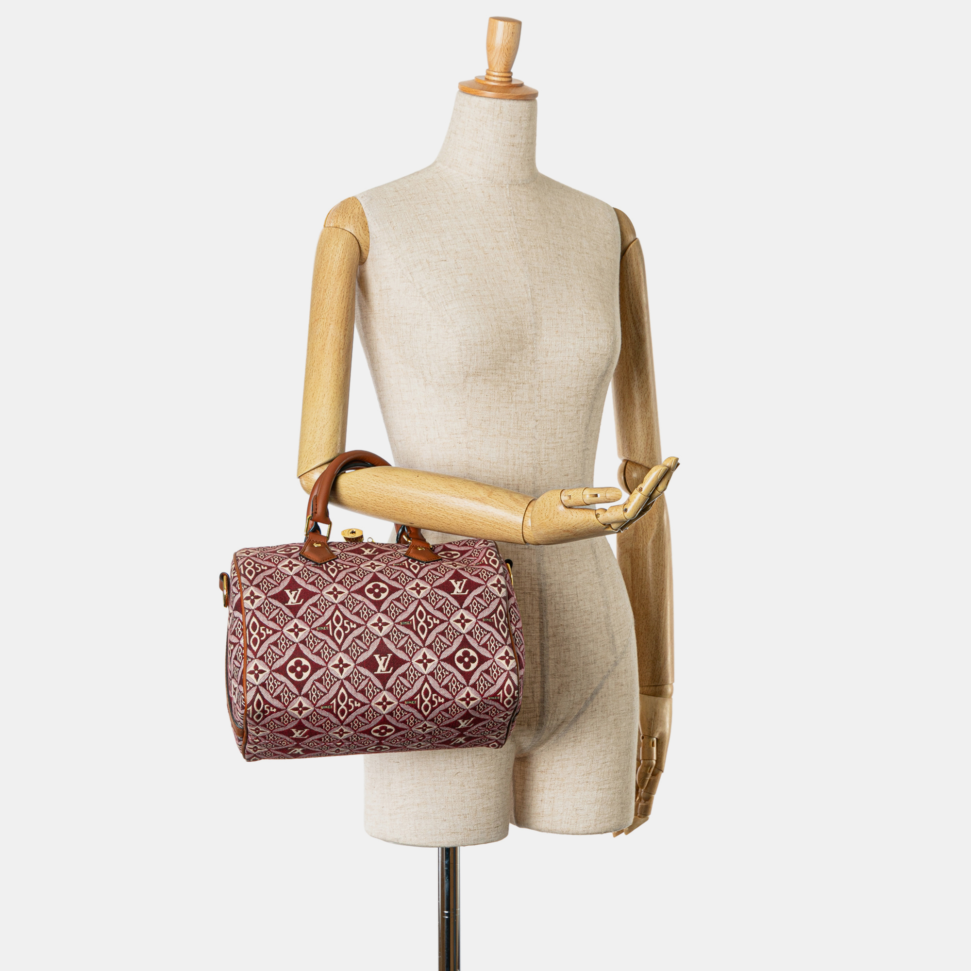 Louis Vuitton Red Canvas Louis Vuitton Monogram 1854 Speedy Bandouliere 25 Bag