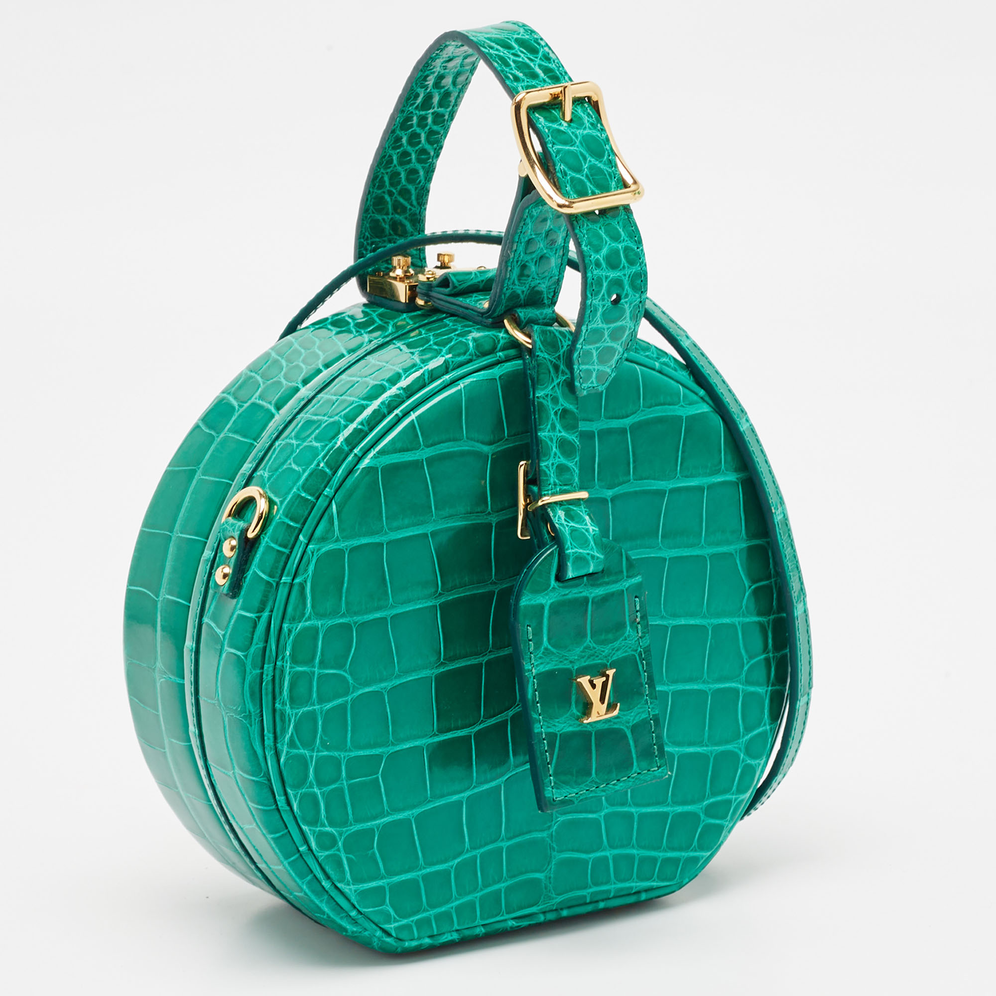 Louis Vuitton Green Crocodile Petite Boite Chapeau Bag