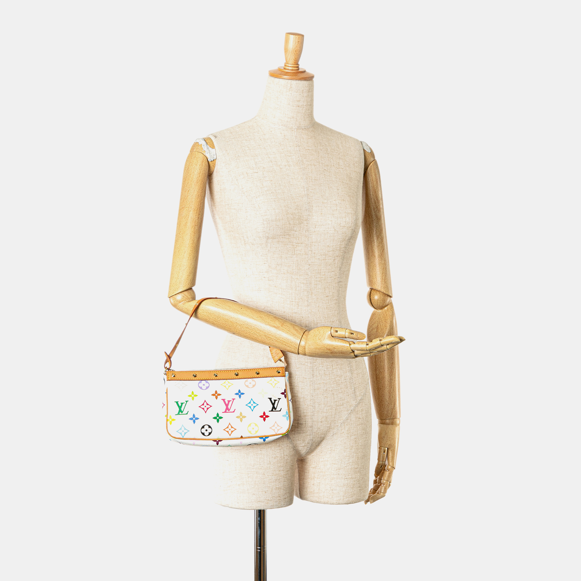 Louis Vuitton Multicolor White Canvas Louis Vuitton Monogram Multicolore Pochette Accessoires