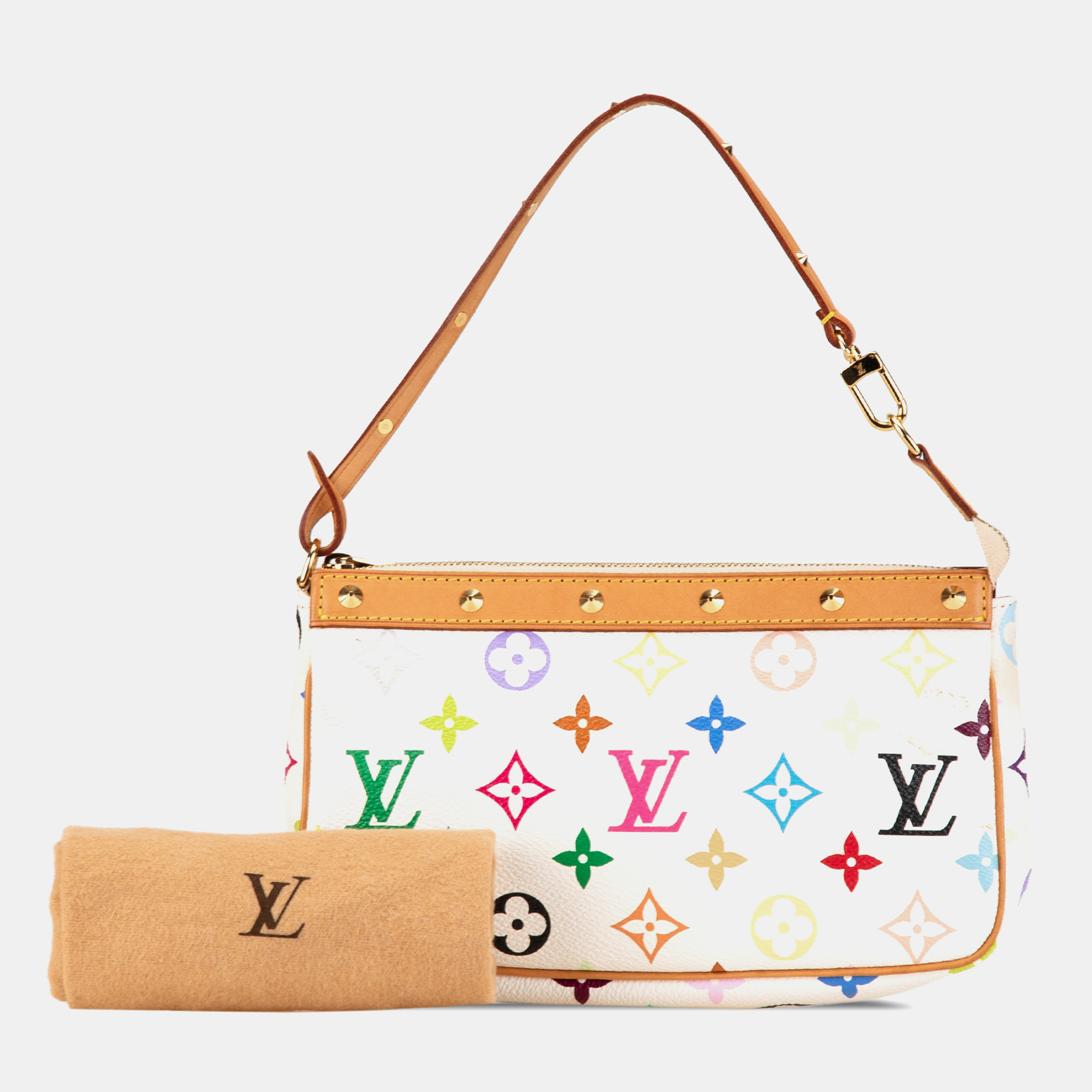 Louis Vuitton Multicolor White Canvas Louis Vuitton Monogram Multicolore Pochette Accessoires