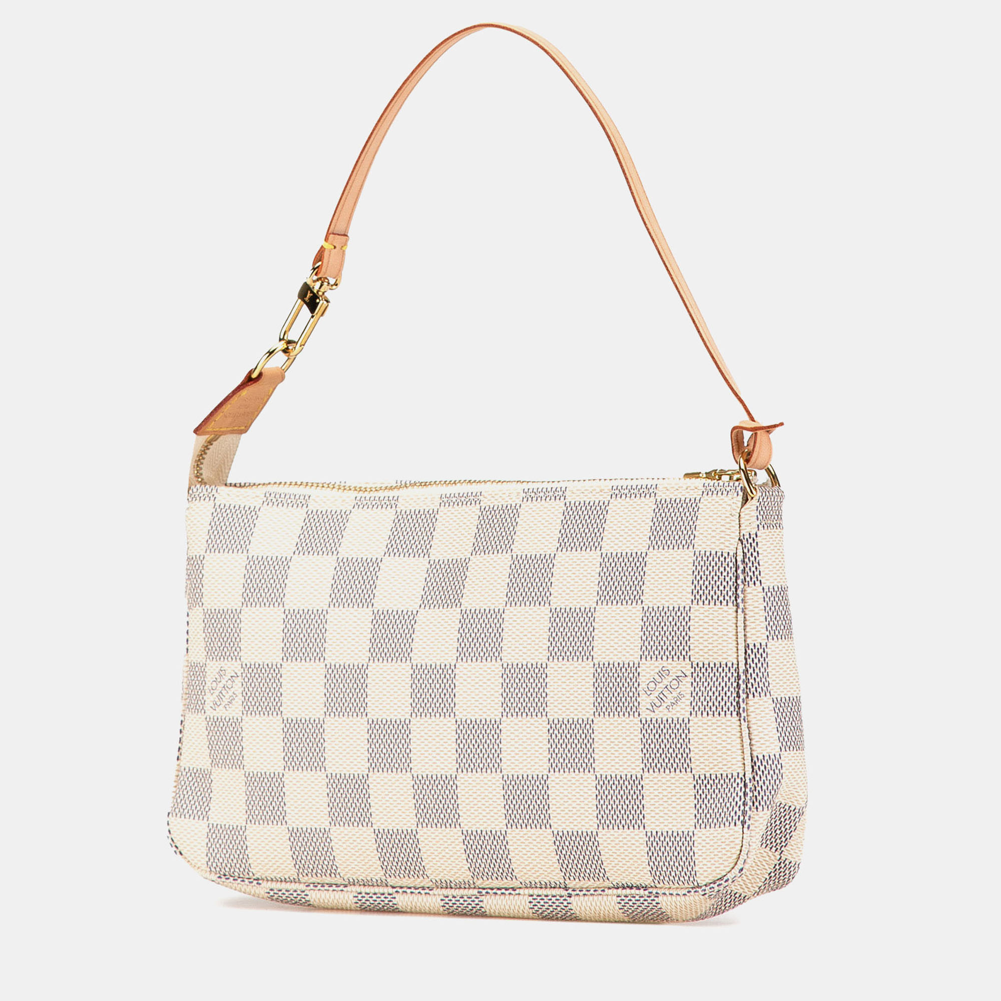 Louis Vuitton White Canvas And Vachetta Leather Damier Azur Pochette Accessoires