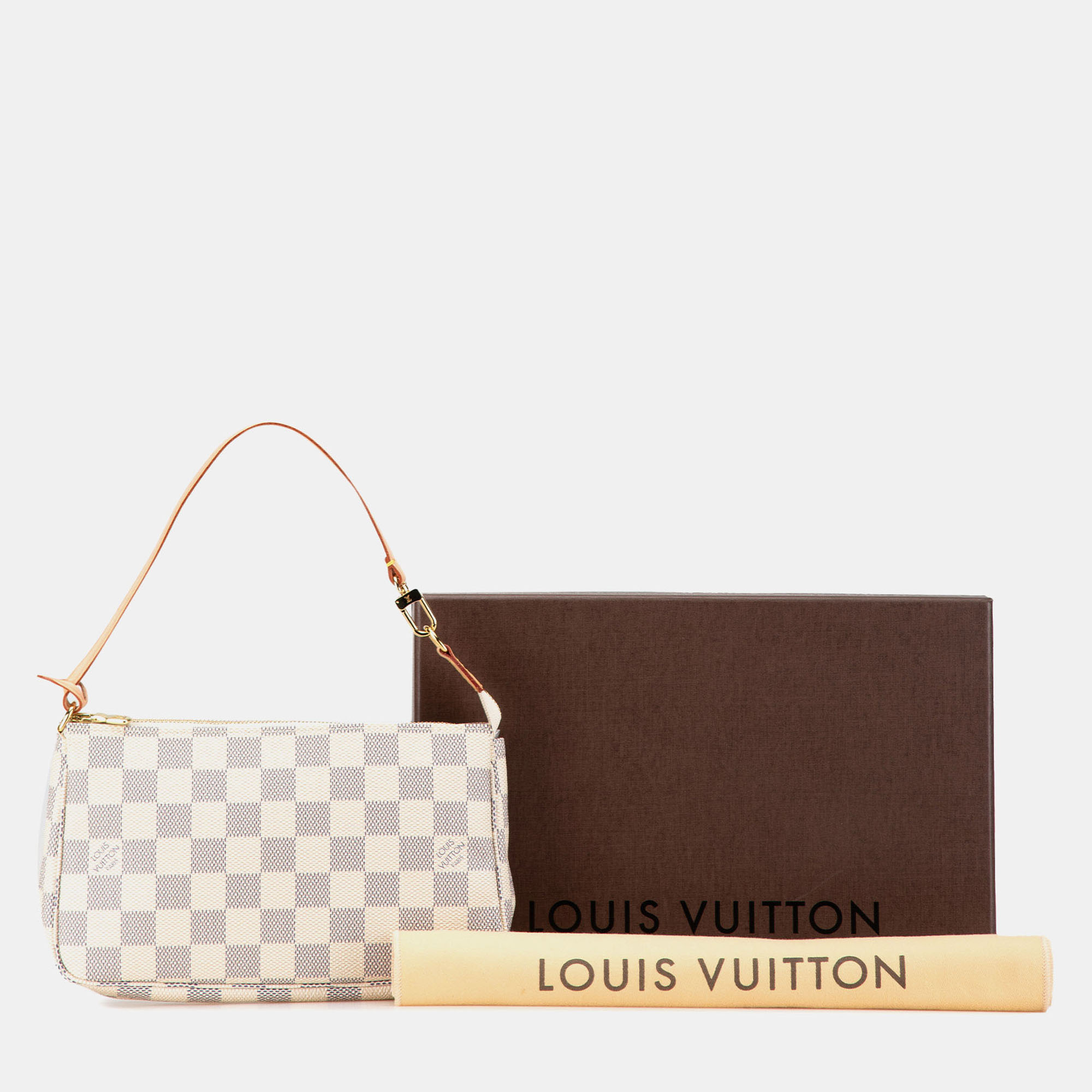 Louis Vuitton White Canvas And Vachetta Leather Damier Azur Pochette Accessoires