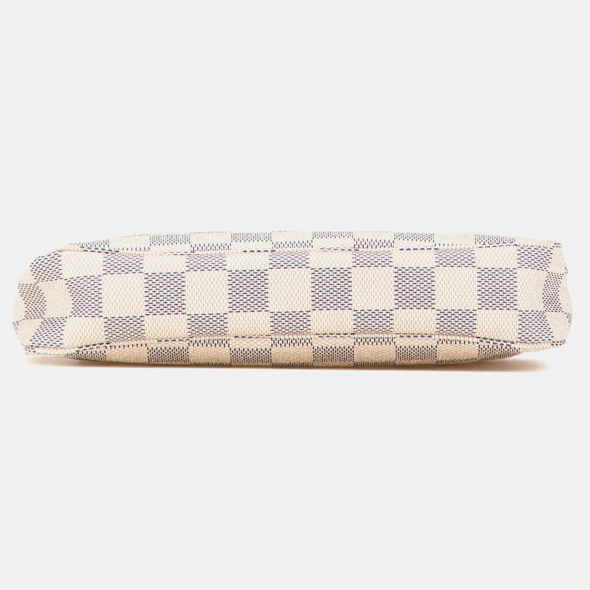 Louis Vuitton White Canvas And Vachetta Leather Damier Azur Pochette Accessoires