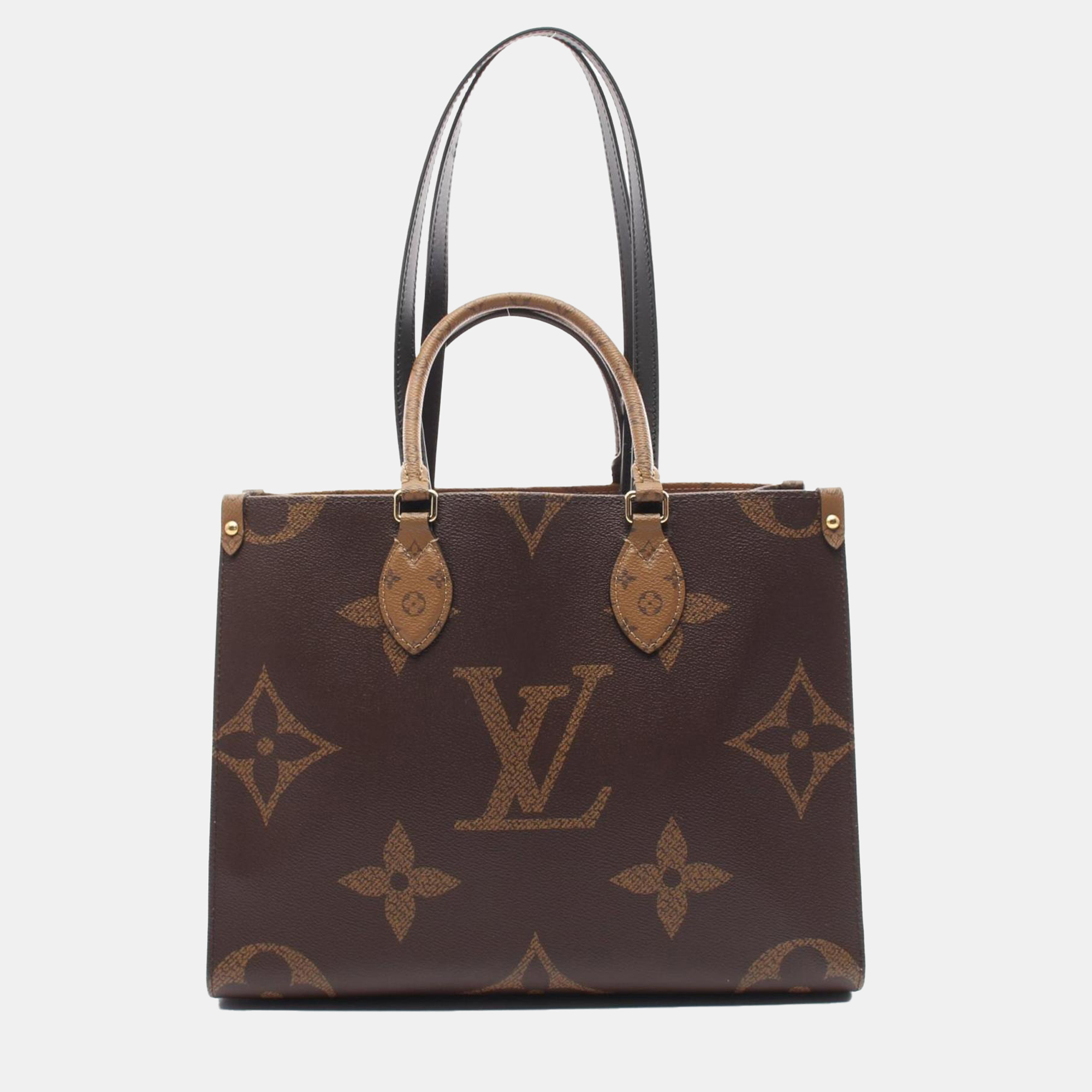 Louis Vuitton Brown/Beige Coated Canvas Leather Monogram Giant Reverse On The Go MM Tote Bag
Louis Vuitton Brown/Beige Coated Canvas Leather Monogram Giant Reverse On The Go MM Tote Bag
