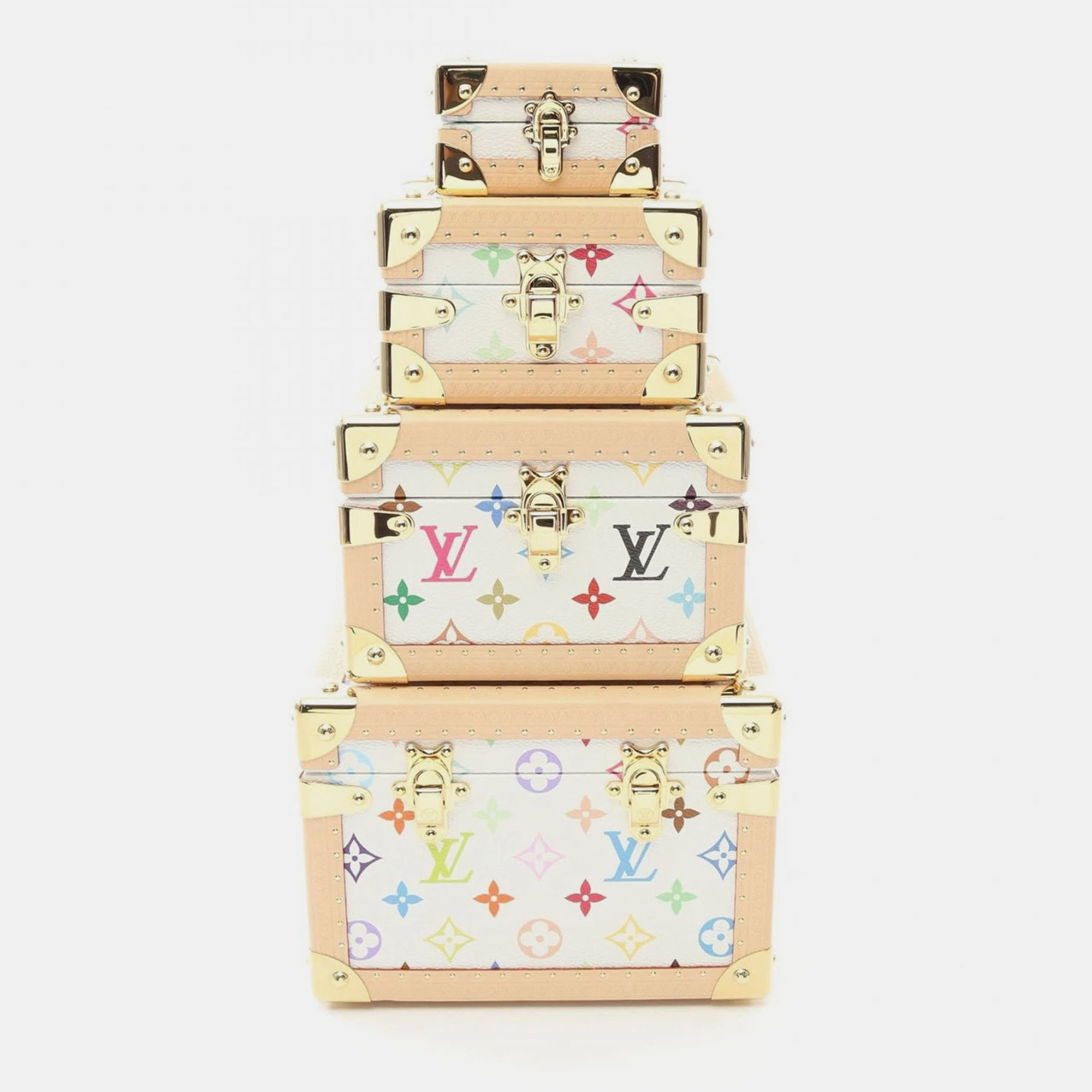 Louis Vuitton Multicolor Monogram LV TM Malle Pyramid Case Boxes Set of 4
Louis Vuitton Multicolor Monogram LV TM Malle Pyramid Case Boxes Set of 4
