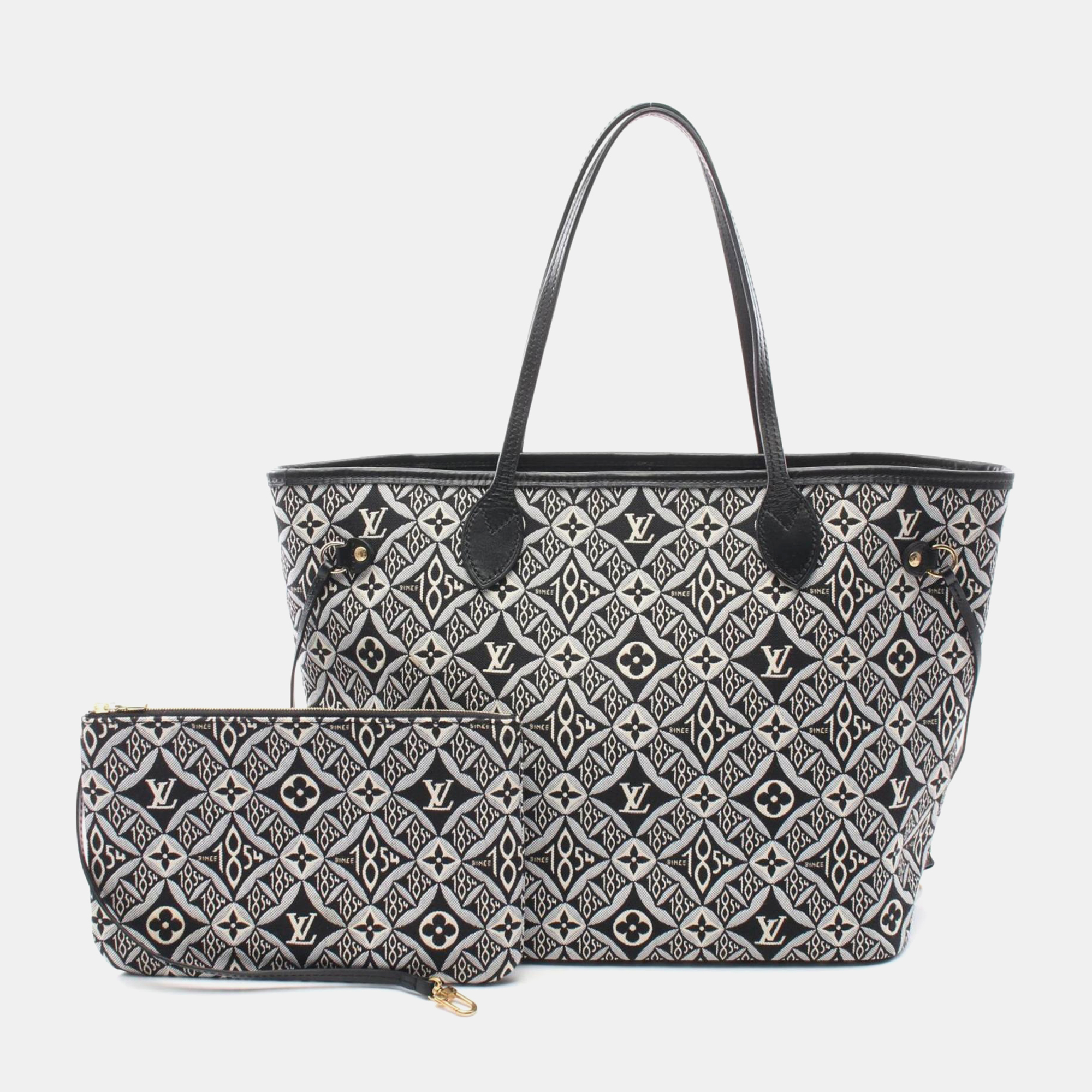 Louis Vuitton Black Ivory Gray Canvas Leather Monogram Jacquard Neverfull MM Since 1854 Tote
Louis Vuitton Black Ivory Gray Canvas Leather Monogram Jacquard Neverfull MM Since 1854 Tote