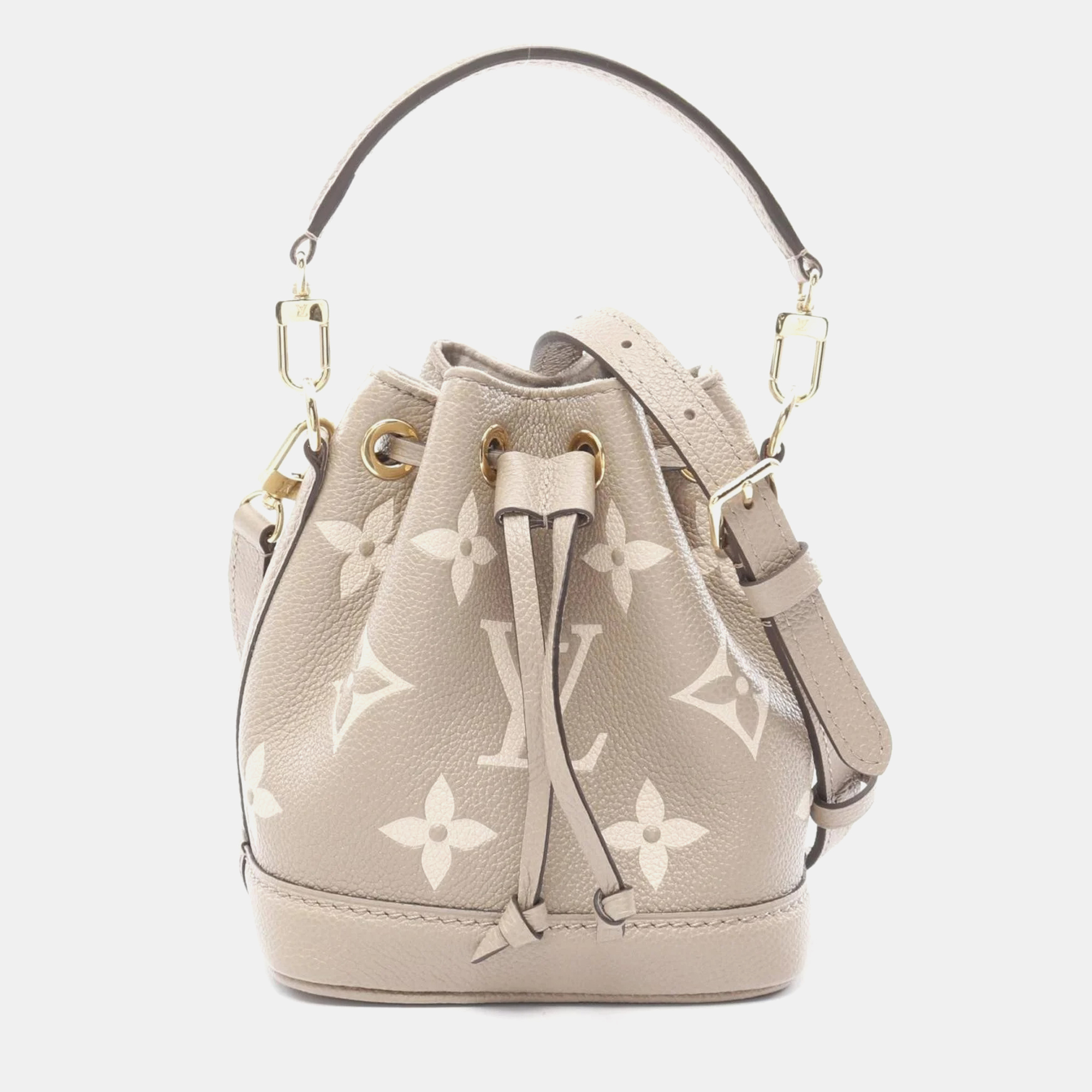 Louis Vuitton Nano Noe Bicolor Handbag Leather Monogram Empreinte Beige Ivory
Louis Vuitton Nano Noe Bicolor Handbag Leather Monogram Empreinte Beige Ivory