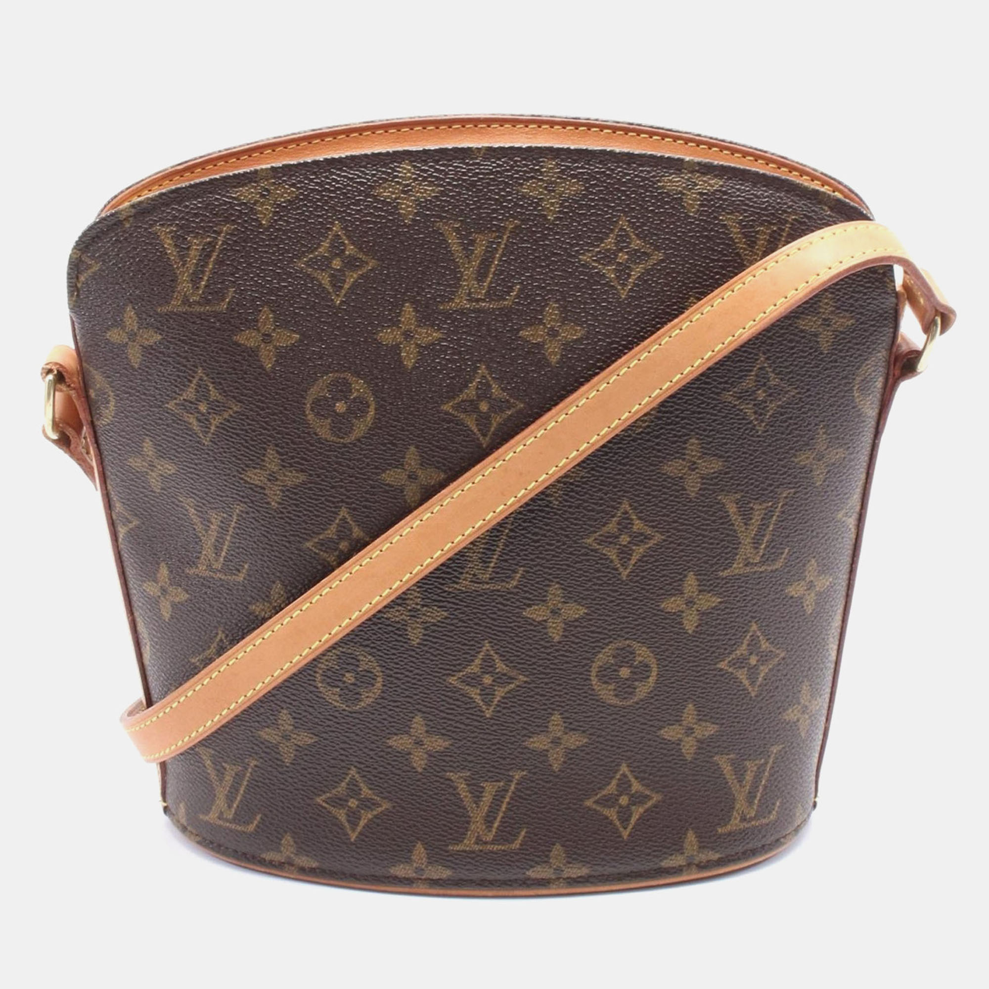 Louis Vuitton Drouo Monogram Shoulder Bag Pvc Leather Brown