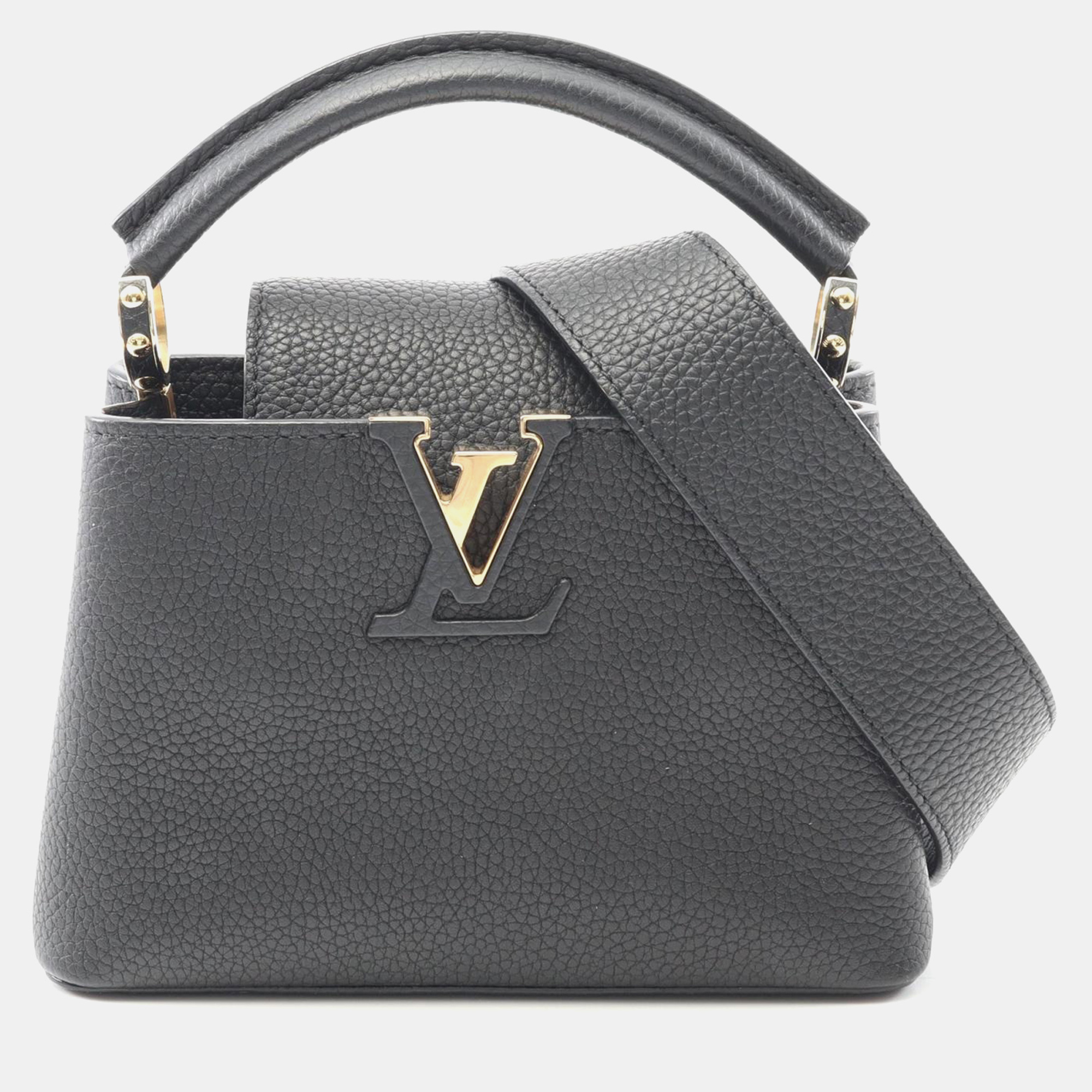 Louis Vuitton Capucines Mini Black Taurillon Clemence Leather Top Handle Bag