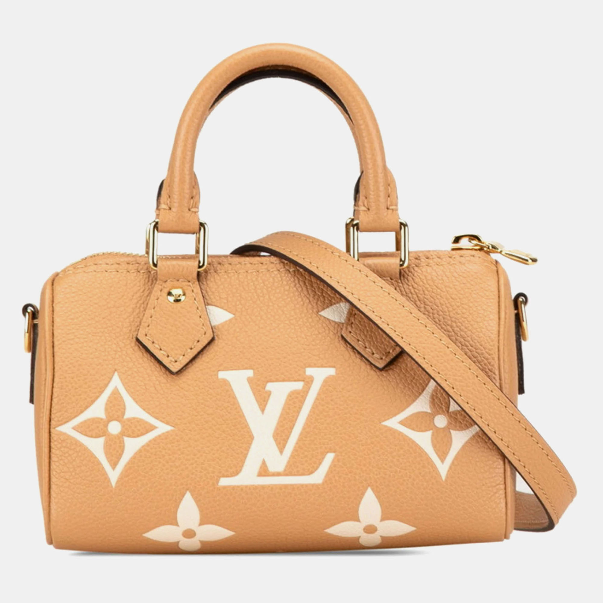 Louis Vuitton Nano Speedy Arizona Beige Leather Monogram Empreinte Mini Shoulder Bag