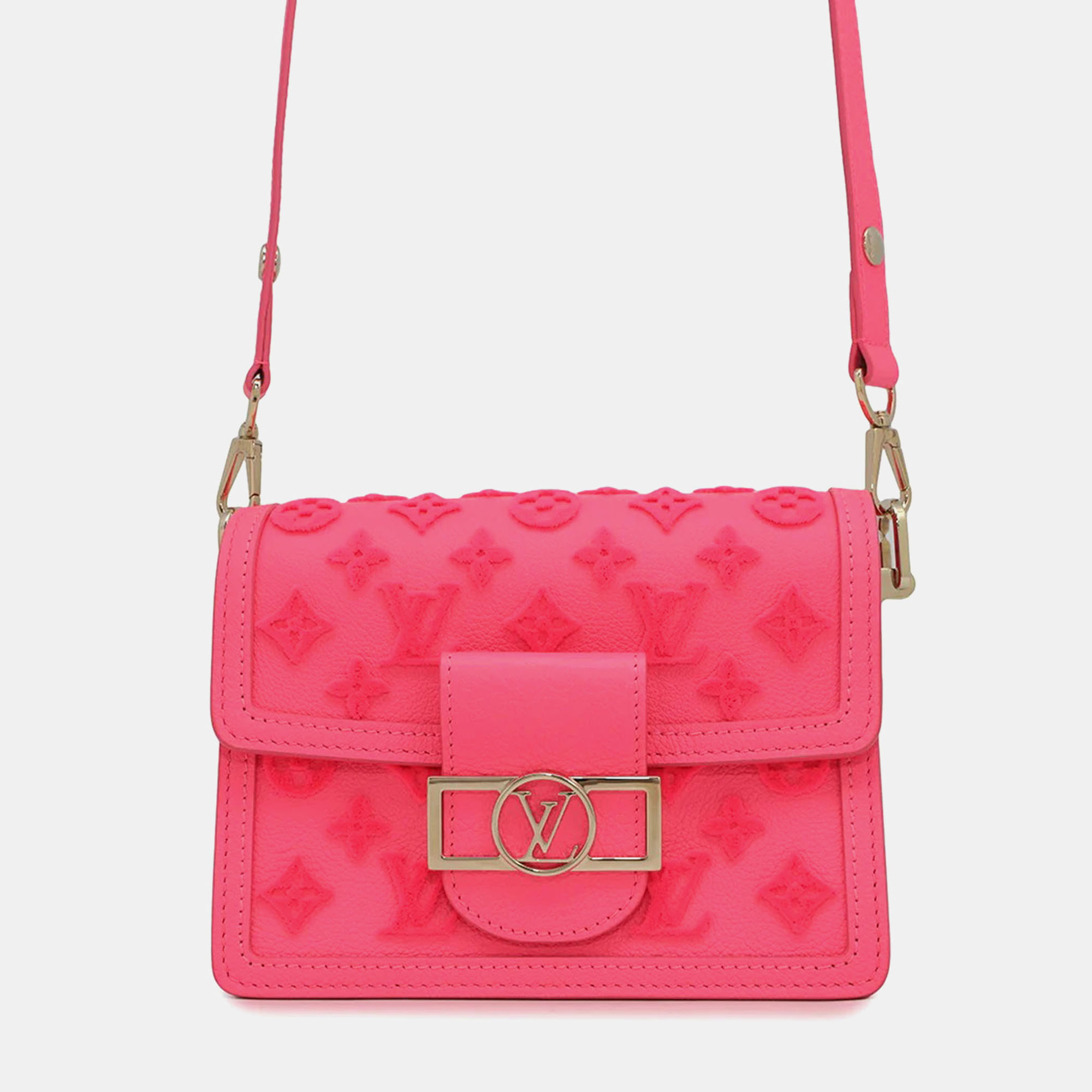 Louis Vuitton Dauphine Mini Vivid Pink Tufted Monogram Canvas Shoulder Bag
Louis Vuitton Dauphine Mini Vivid Pink Tufted Monogram Canvas Shoulder Bag