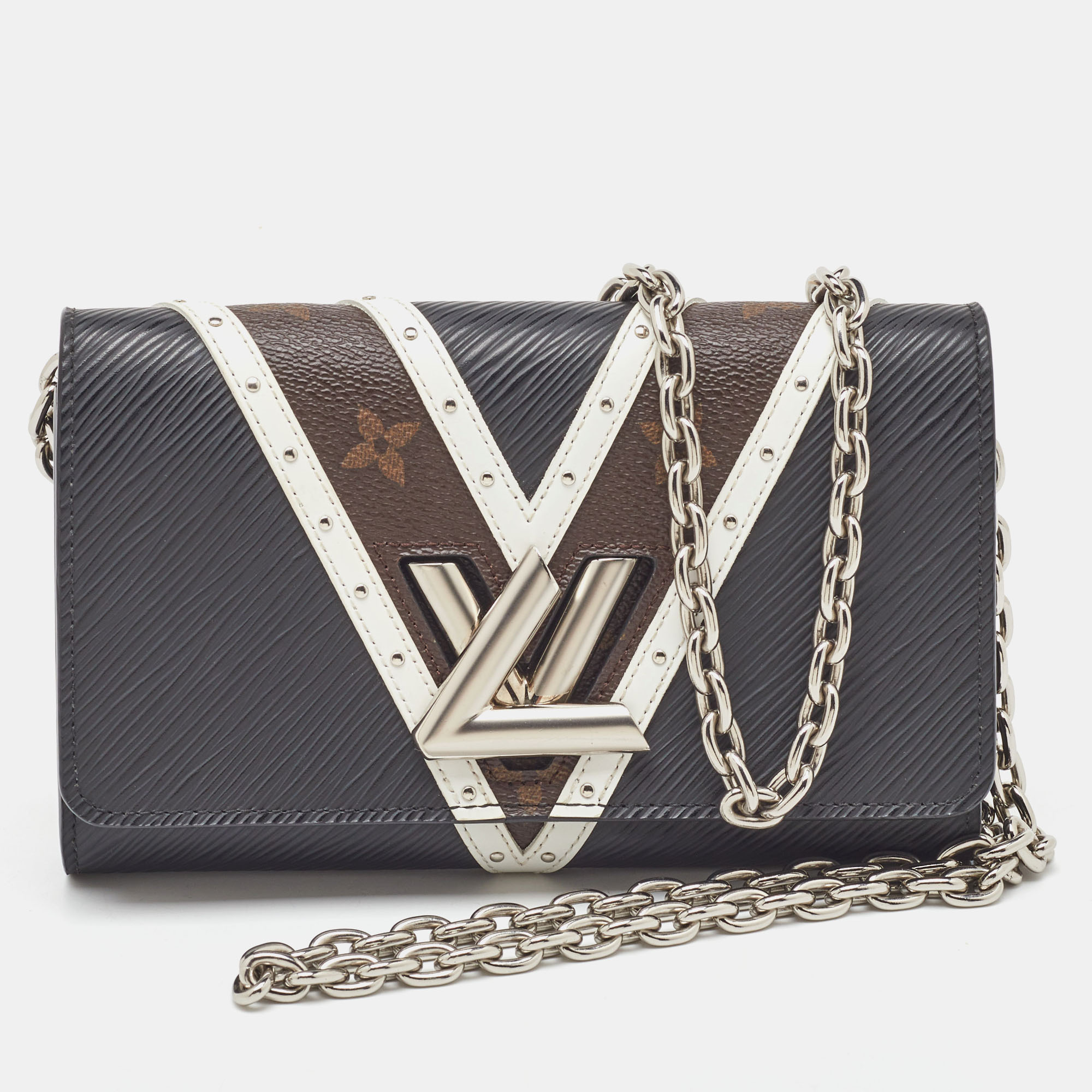 Louis Vuitton Black Epi Leather and Monogram Canvas Studded Twist Wallet on Chain - Louis Vuitton - Modalova