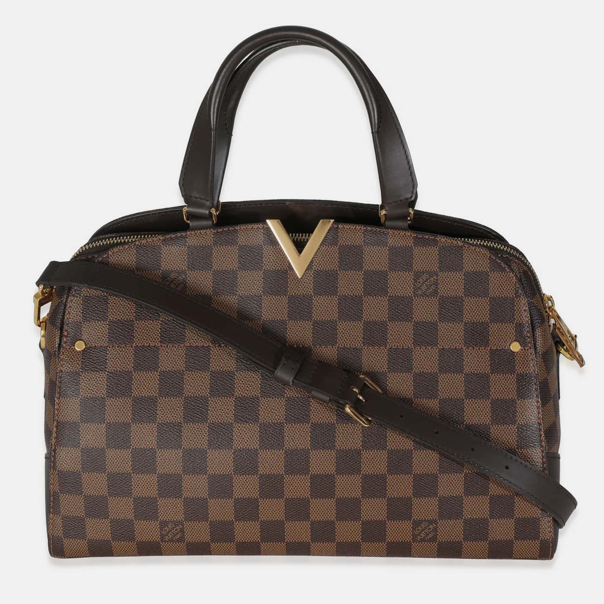 Louis Vuitton Damier Ebene Canvas Kensington Bowling Bag, Brown
Louis Vuitton Damier Ebene Canvas Kensington Bowling Bag, Brown