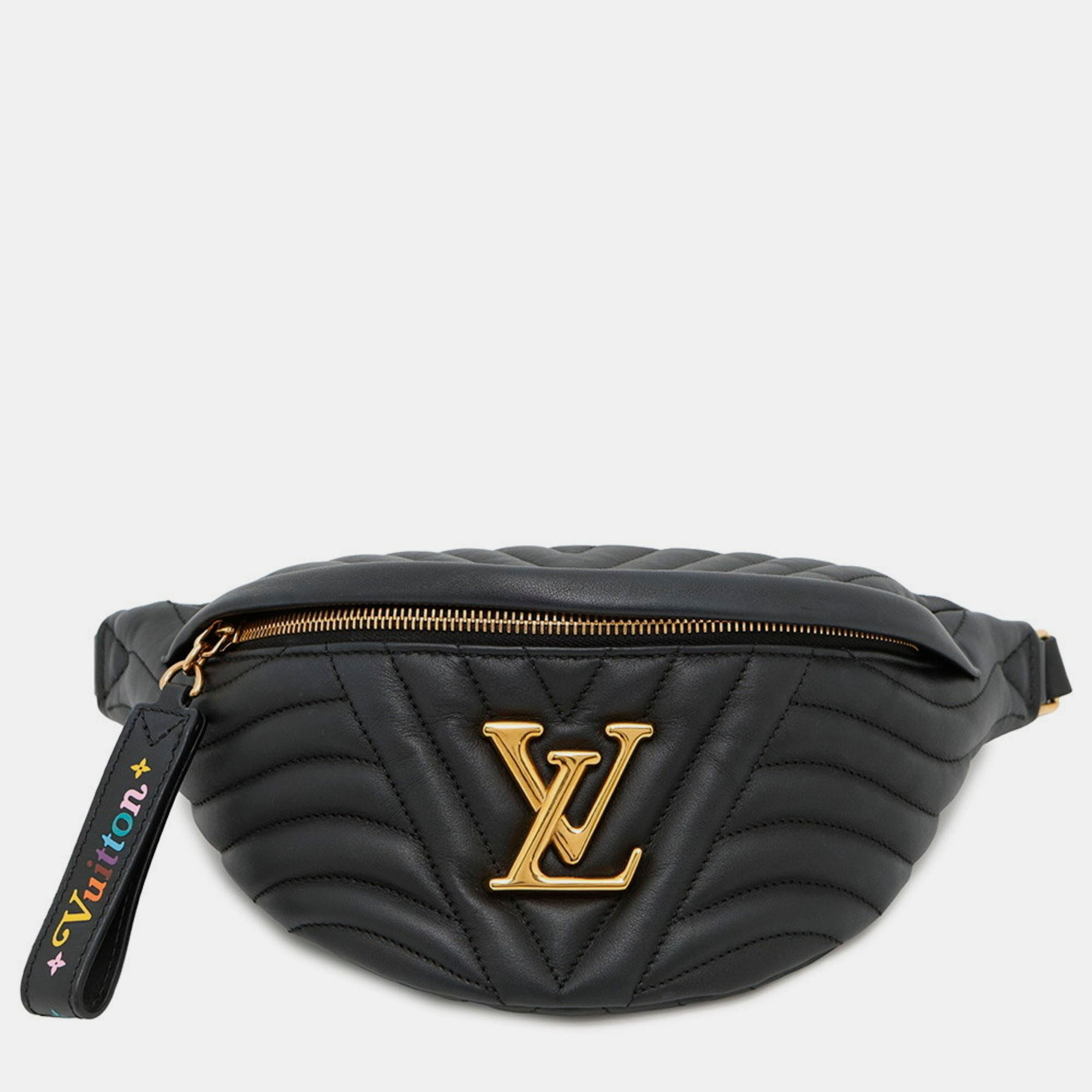 Louis Vuitton New Wave Bum Bag Calfskin Leather Black 
Louis Vuitton New Wave Bum Bag Calfskin Leather Black