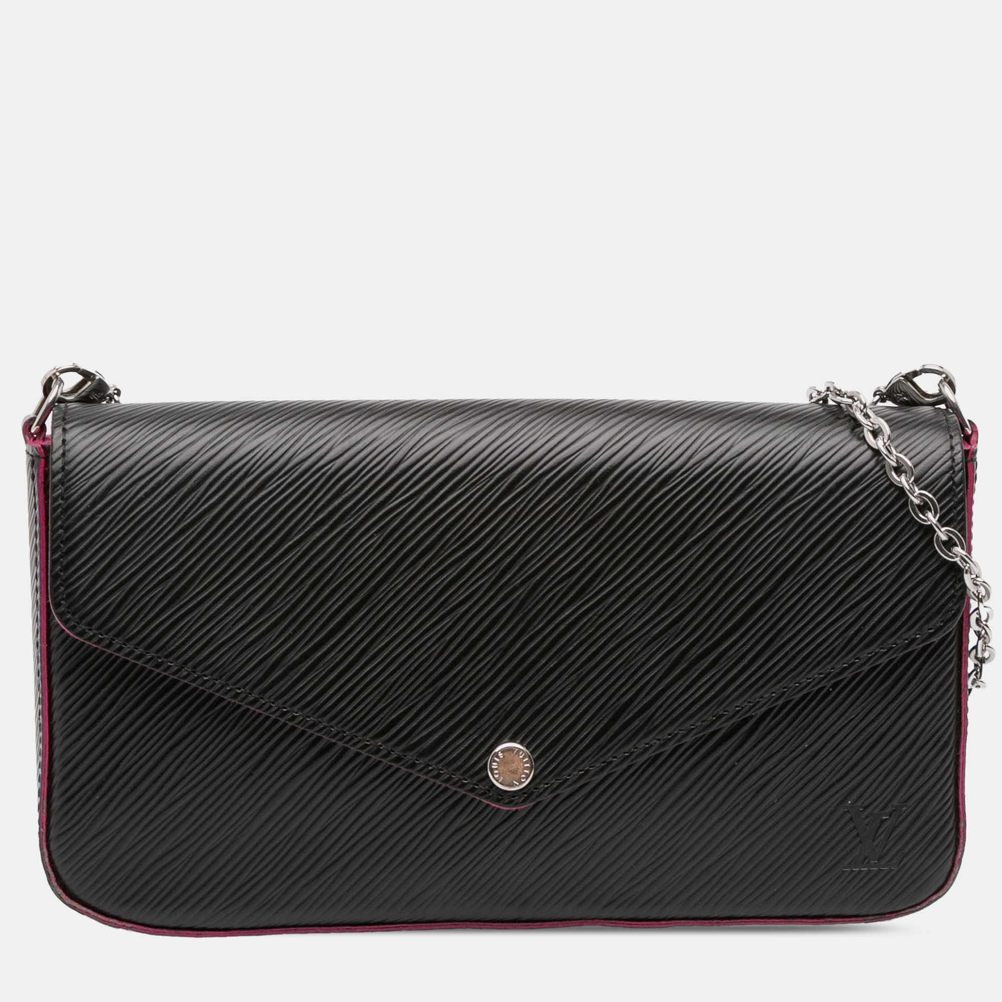 Louis Vuitton Felicie Pochette Epi Leather Wallet on Chain, Black
Louis Vuitton Felicie Pochette Epi Leather Wallet on Chain, Black