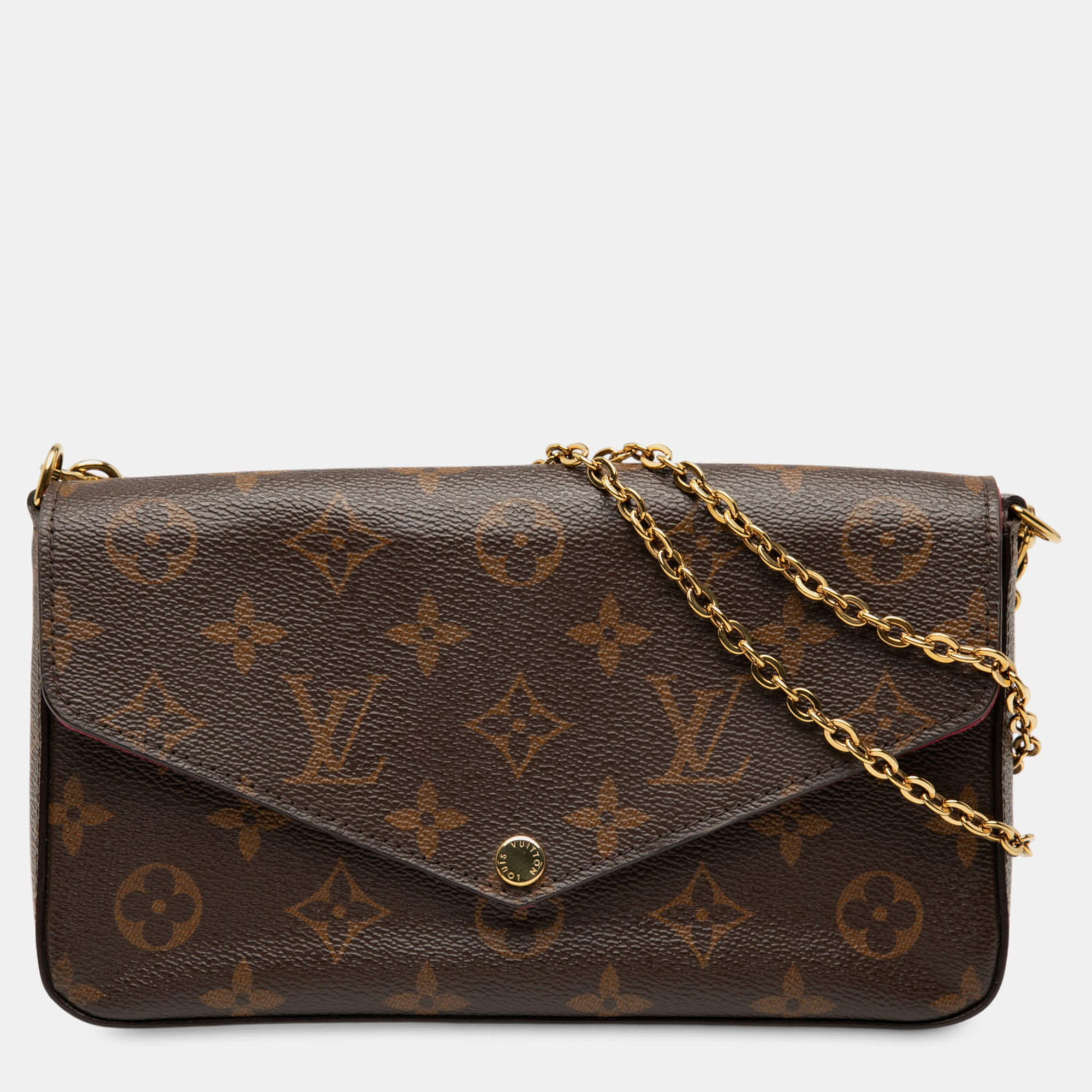 Louis Vuitton Pochette Felicie Monogram Canvas Wallet on Chain, Brown
Louis Vuitton Pochette Felicie Monogram Canvas Wallet on Chain, Brown