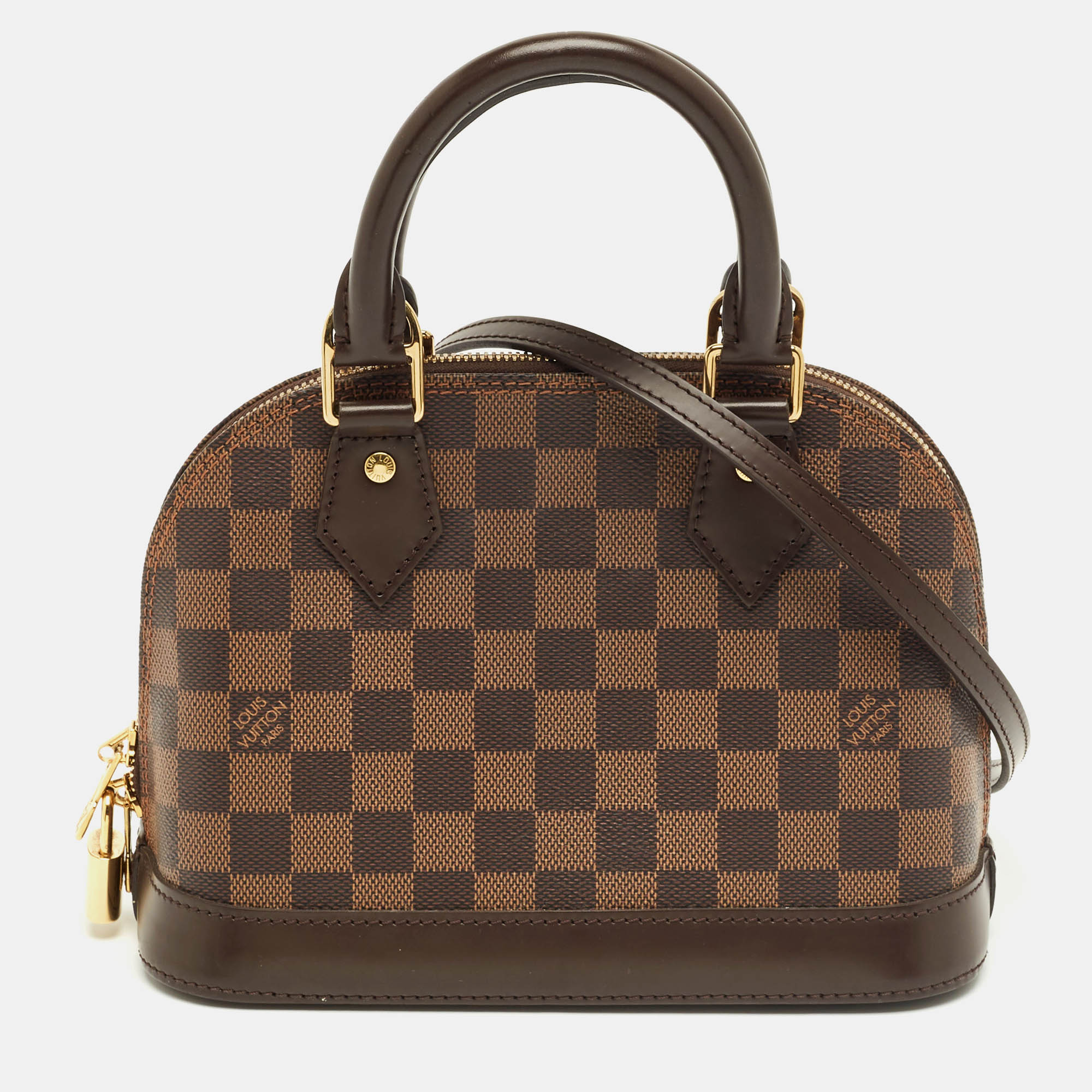 Louis Vuitton Damier Ebene Canvas Alma BB Bag, Brown 
Louis Vuitton Damier Ebene Canvas Alma BB Bag, Brown