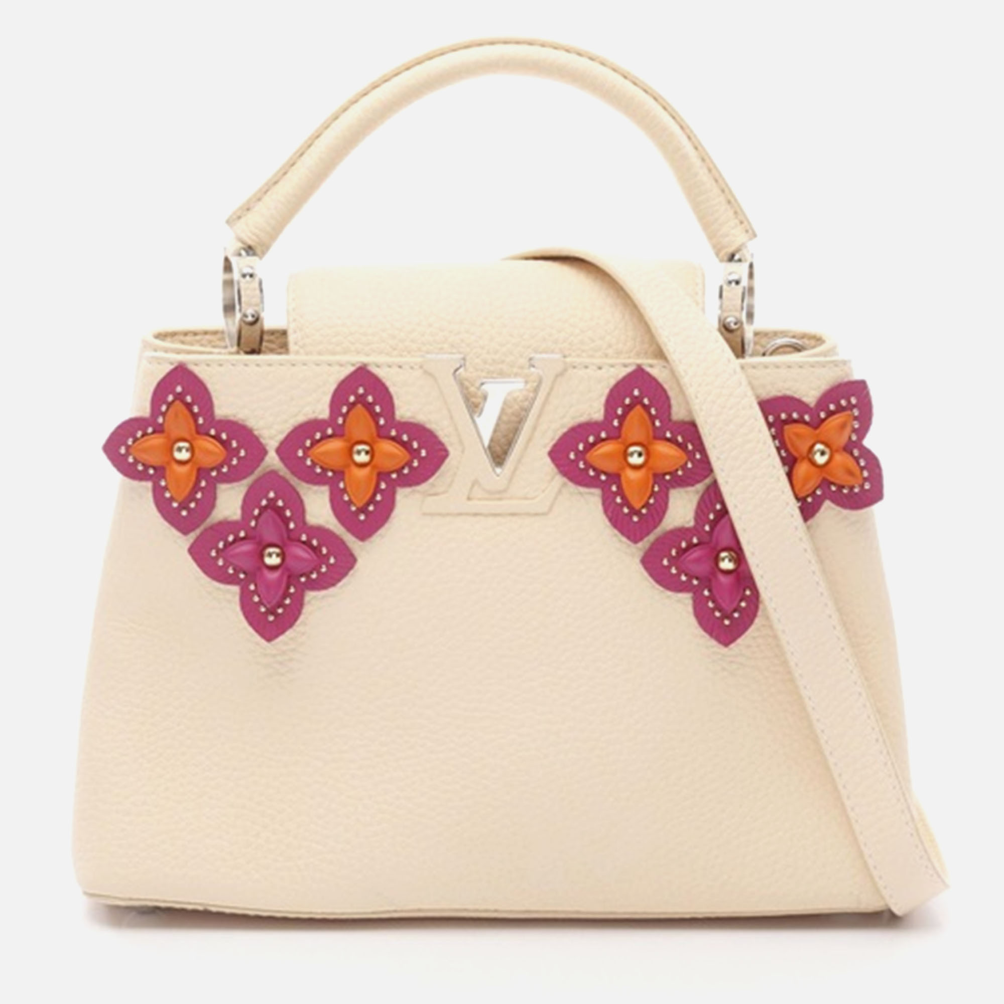 Louis Vuitton Capucines Flower Tinsel BB Ivory Taurillon Leather Top Handle Bag, White
Louis Vuitton Capucines Flower Tinsel BB Ivory Taurillon Leather Top Handle Bag, White