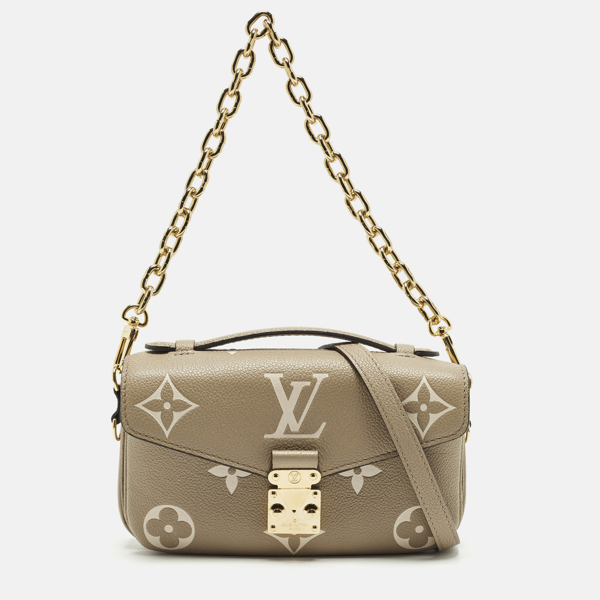Louis Vuitton Pochette Metis East West Tourterelle/Creme Monogram Empreinte Leather Shoulder Bag, Grey
Louis Vuitton Pochette Metis East West Tourterelle/Creme Monogram Empreinte Leather Shoulder Bag, Grey