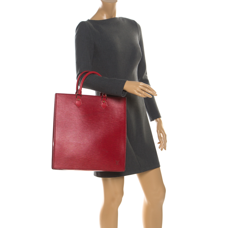 

Louis Vuitton Red Epi Leather Sac Plat PM Bag