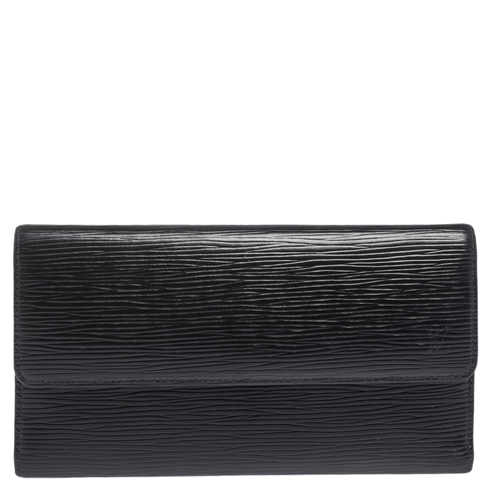 Image of Louis Vuitton Black Epi Leather Porte Tresor International Wallet