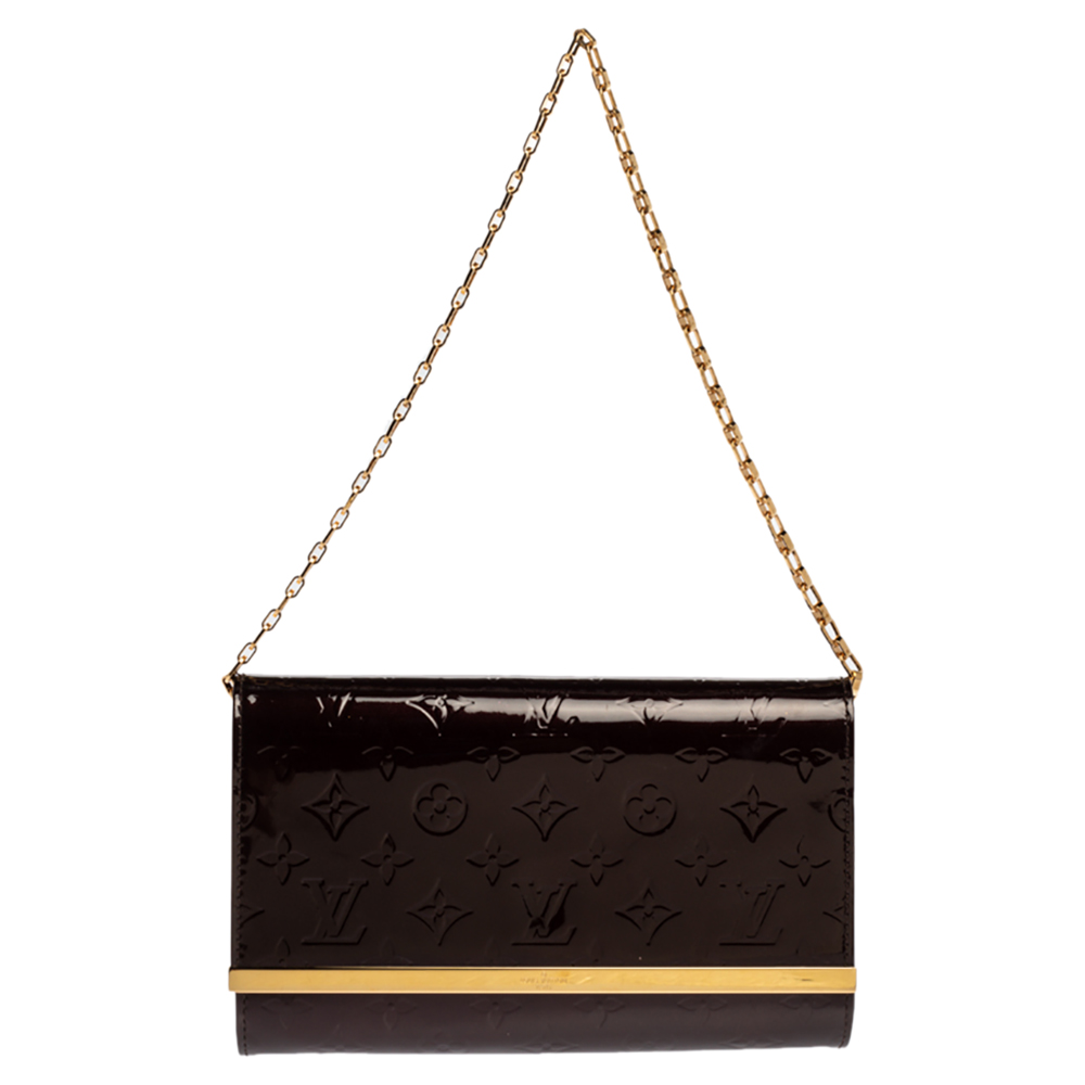Image of Louis Vuitton Amarante Monogram Vernis Ana Clutch Bag