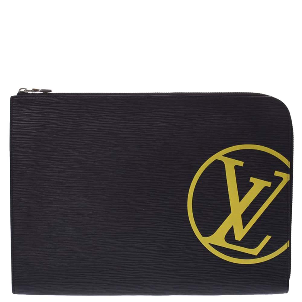 Image of Louis Vuitton Black Epi Leather Pochette Jour GM Clutch Bag