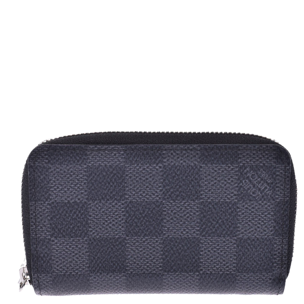 Image of Louis Vuitton Black Damier Graphite Canvas Zippy Wallet