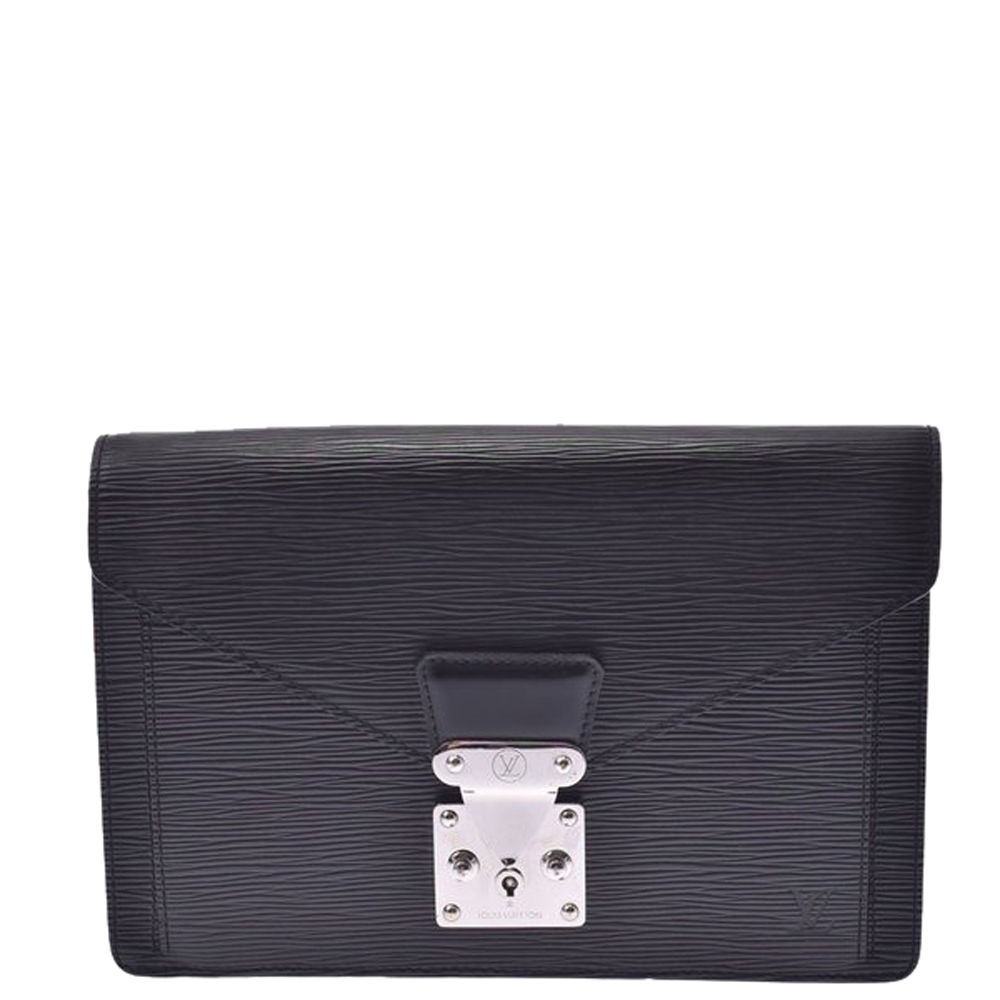 Image of Louis Vuitton Black Epi Leather Dragonne Clutch Bag