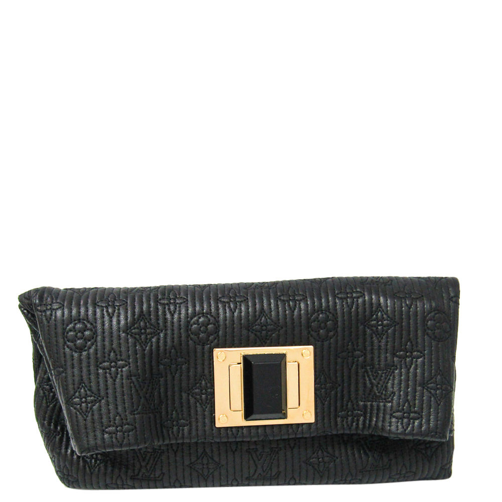 Image of Louis Vuitton Black Altair Monogram Motard Pochetto Clutch Bag