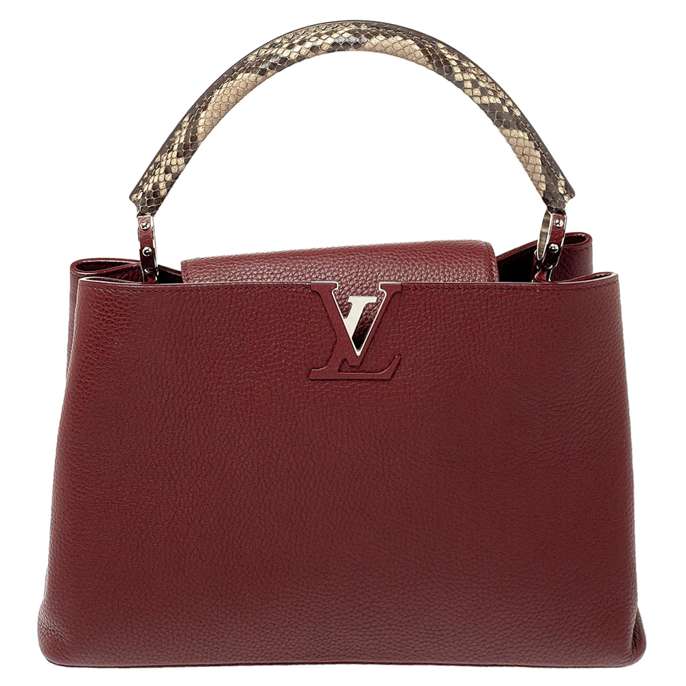 Louis Vuitton Bordeaux Taurillon Leather and Python Capucines MM Bag