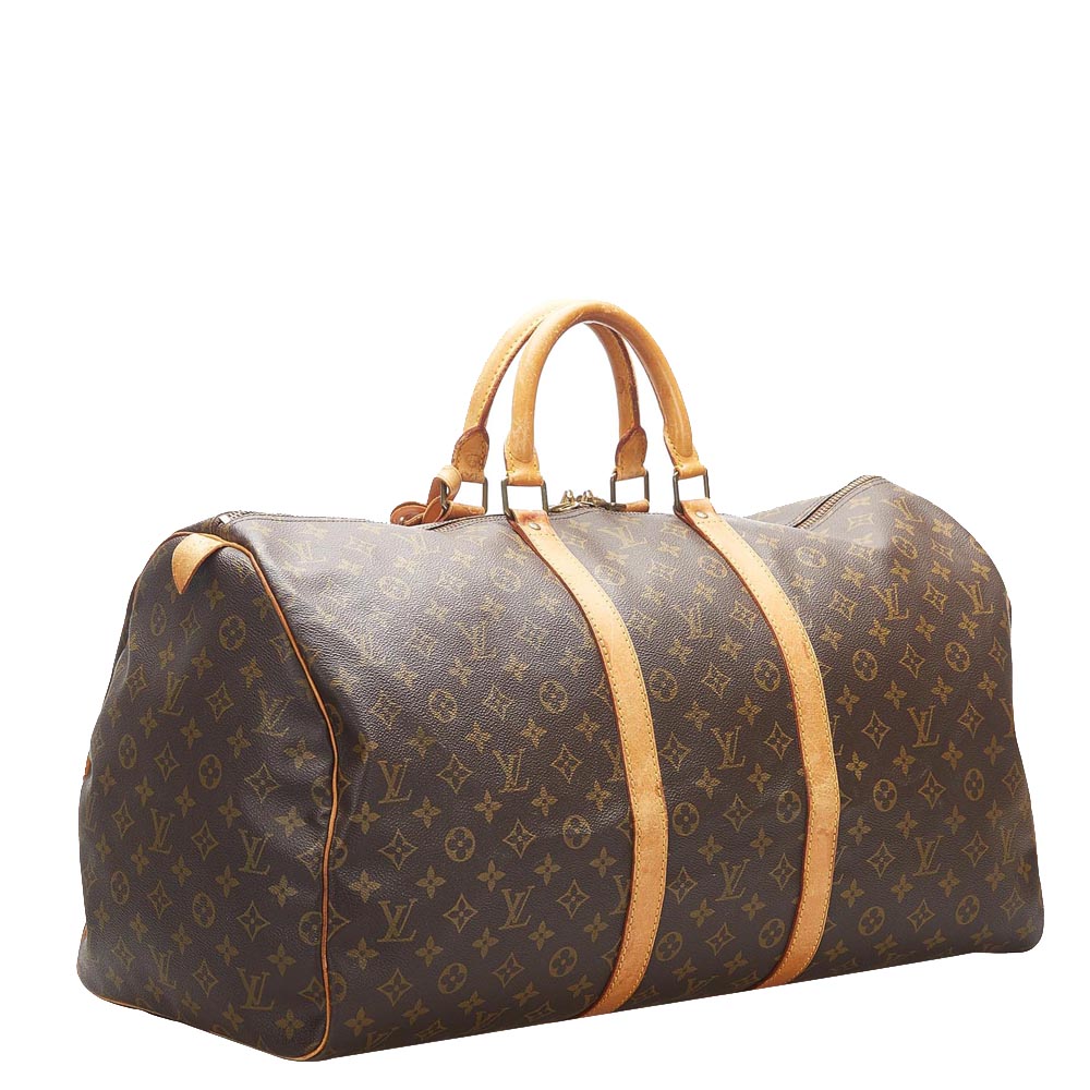 Louis Vuitton Monogram Canvas Keepall 55 Bag, Brown 
Louis Vuitton Monogram Canvas Keepall 55 Bag, Brown