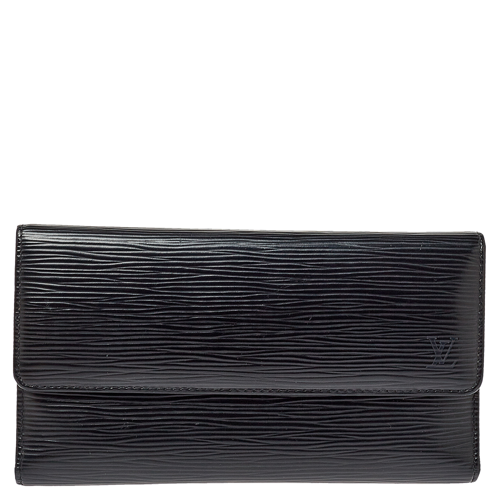 Louis Vuitton Black Epi Porte Tresor International Long Wallet