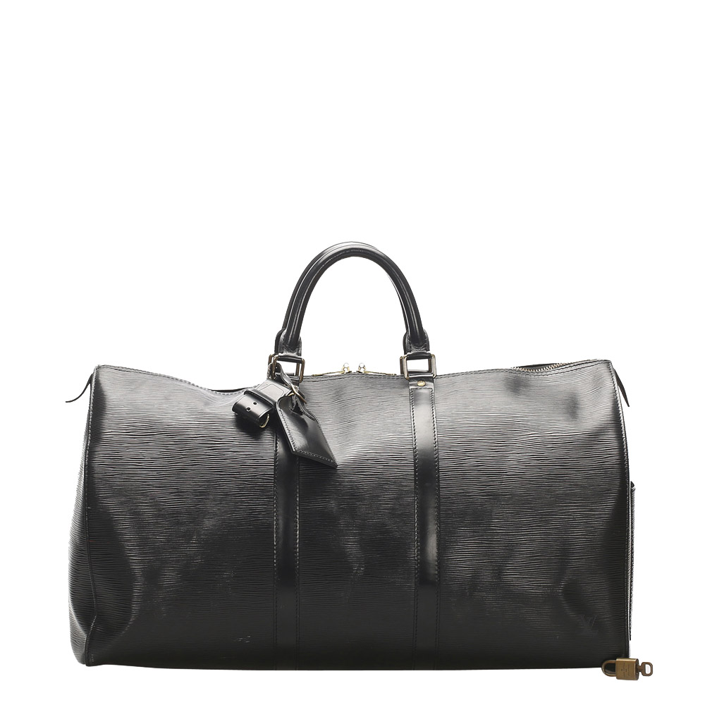 Louis Vuitton Black Epi Leather Keepall 50 Bag